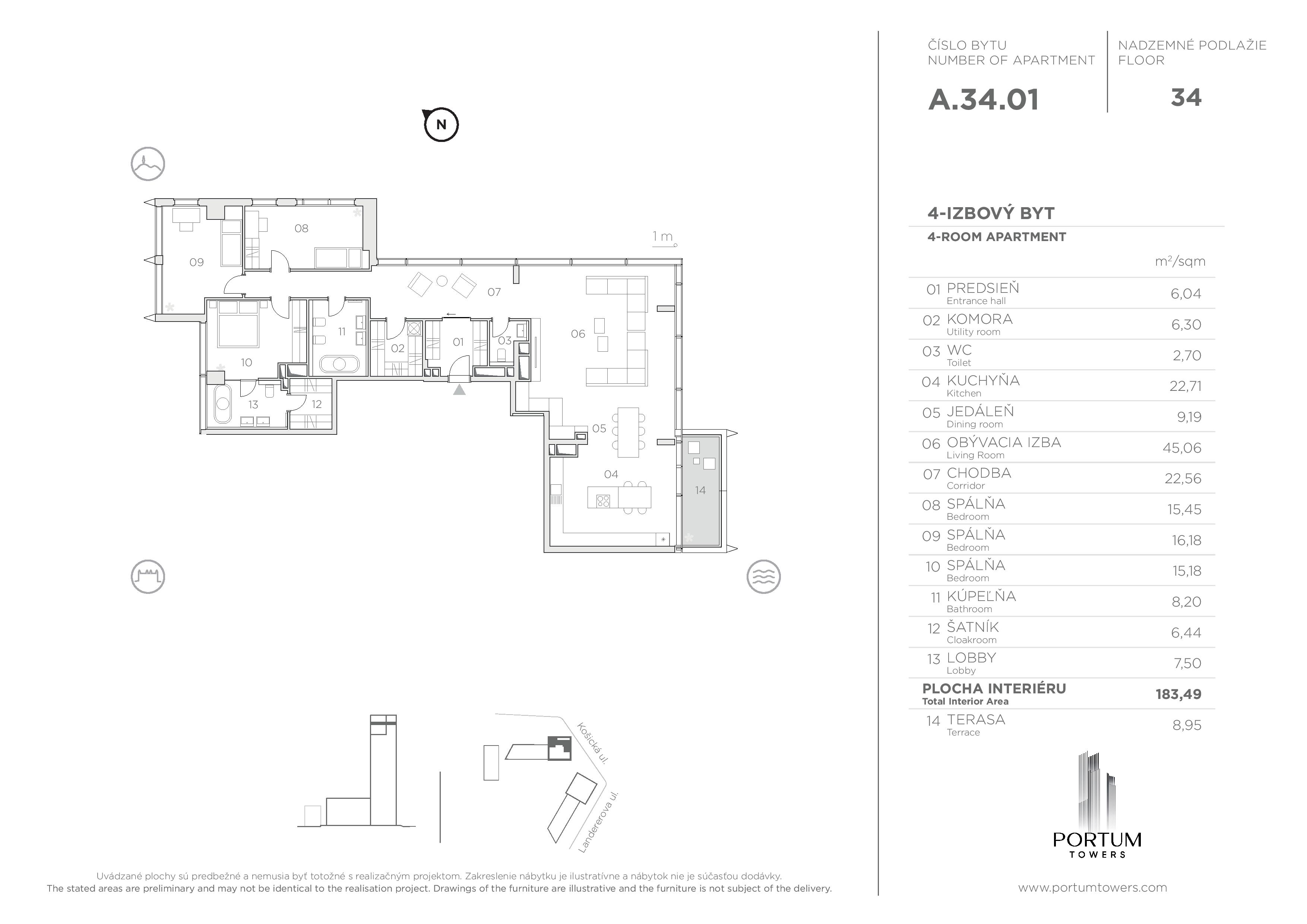 Portum Towers - A.34.01 - Pôdorys