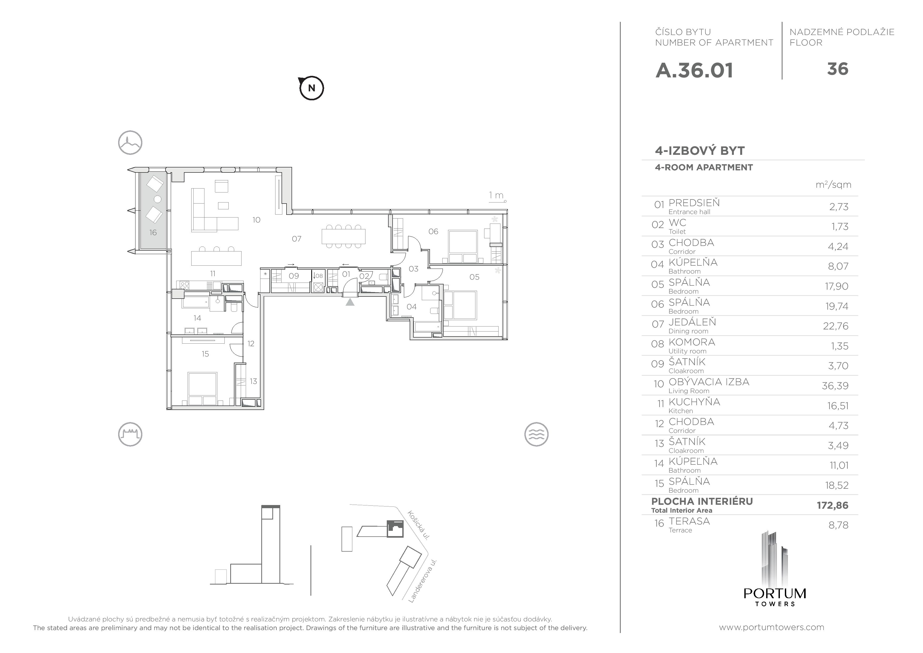 Portum Towers - A.36.01 - Pôdorys