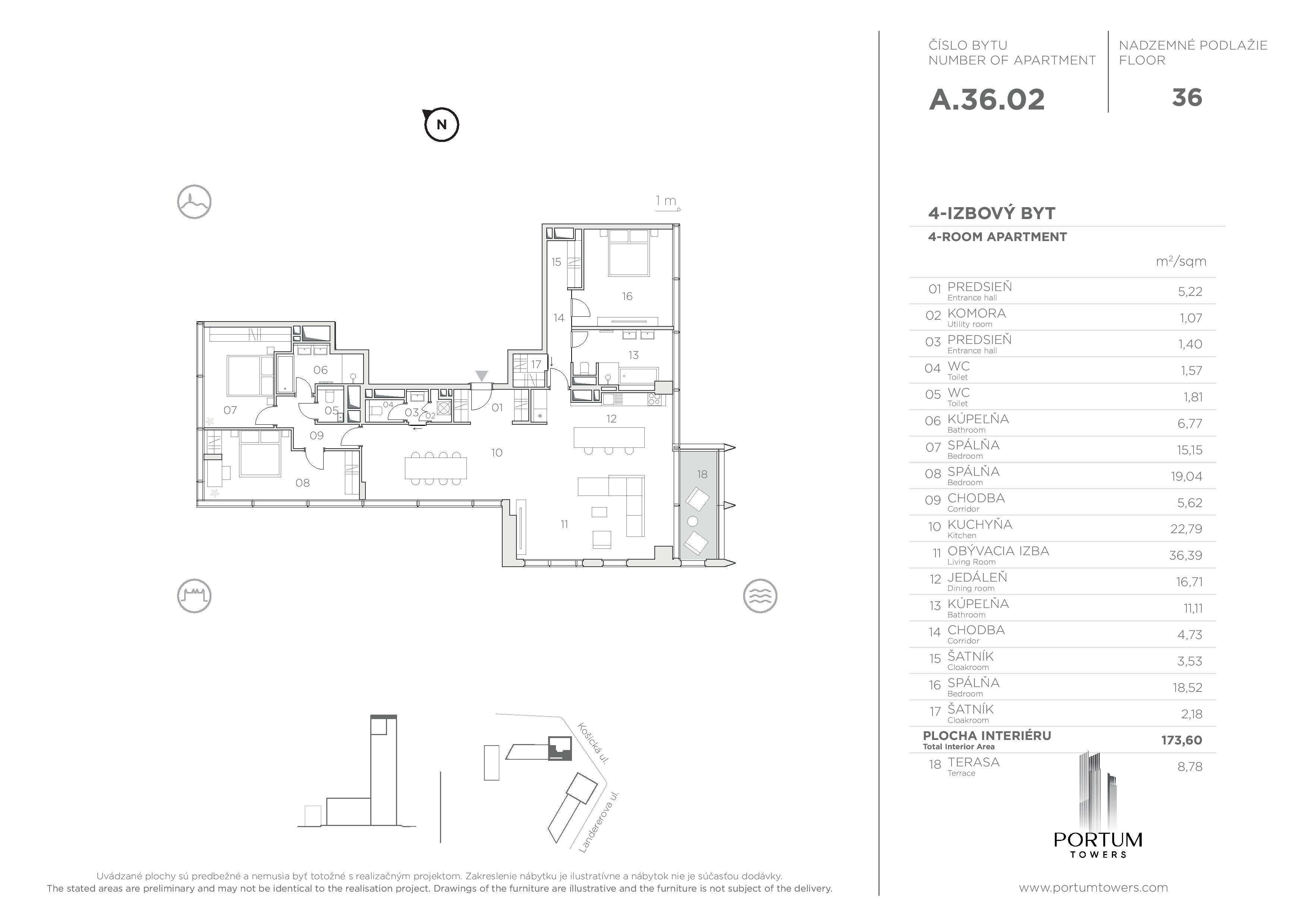 Portum Towers - A.36.02 - Pôdorys