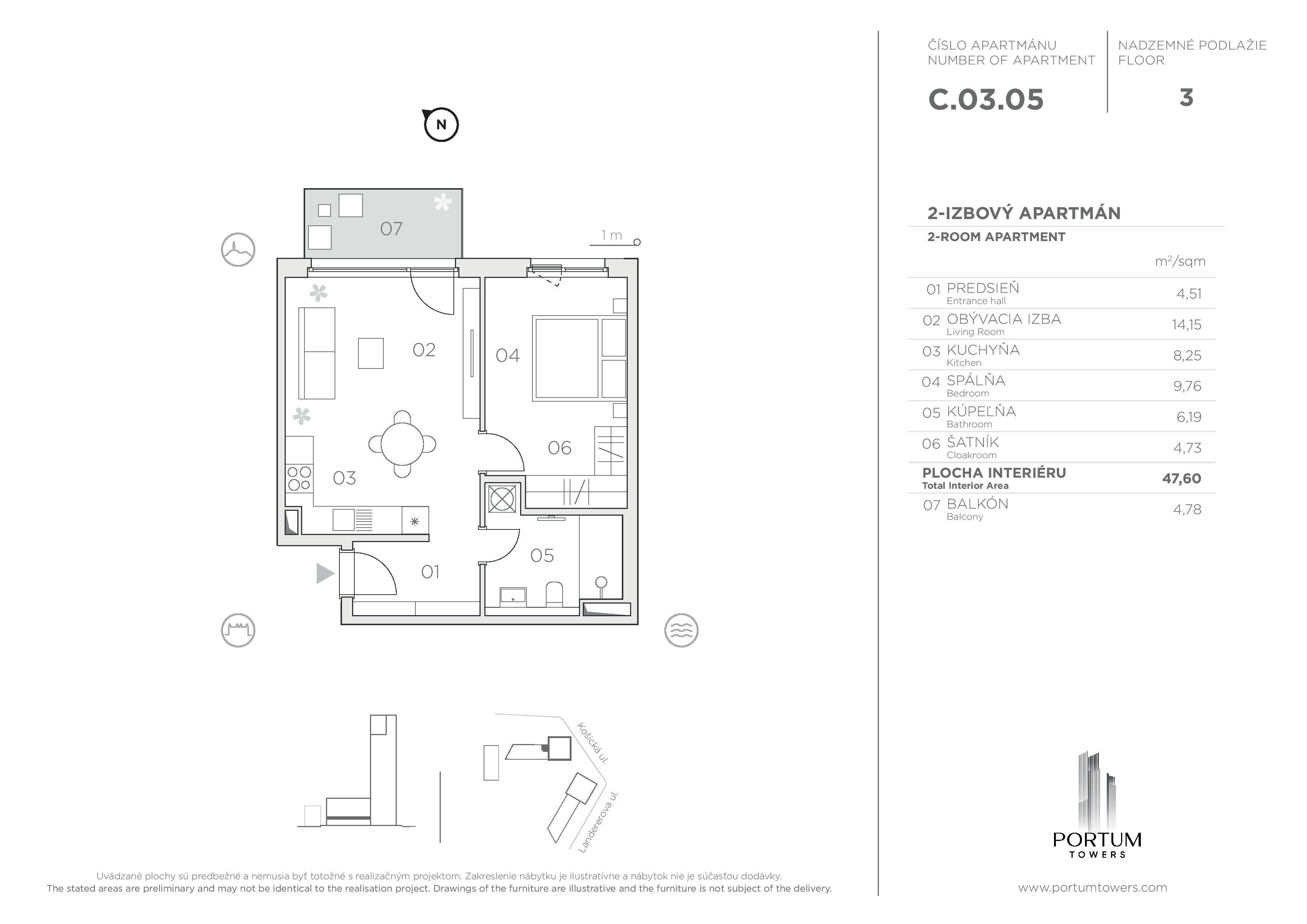 Portum Towers - C.03.05 - Pôdorys
