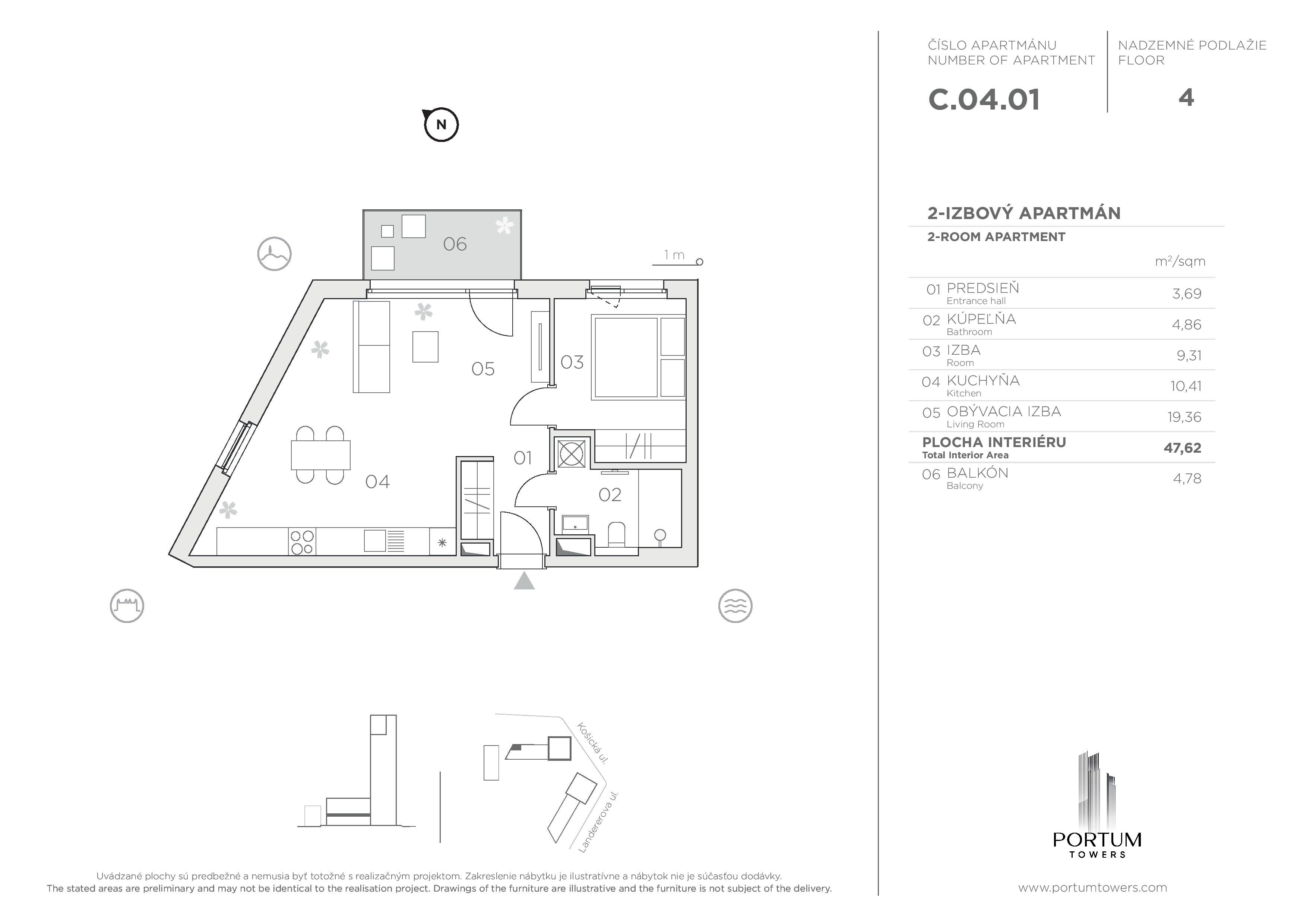 Portum Towers - C.04.01 - Pôdorys
