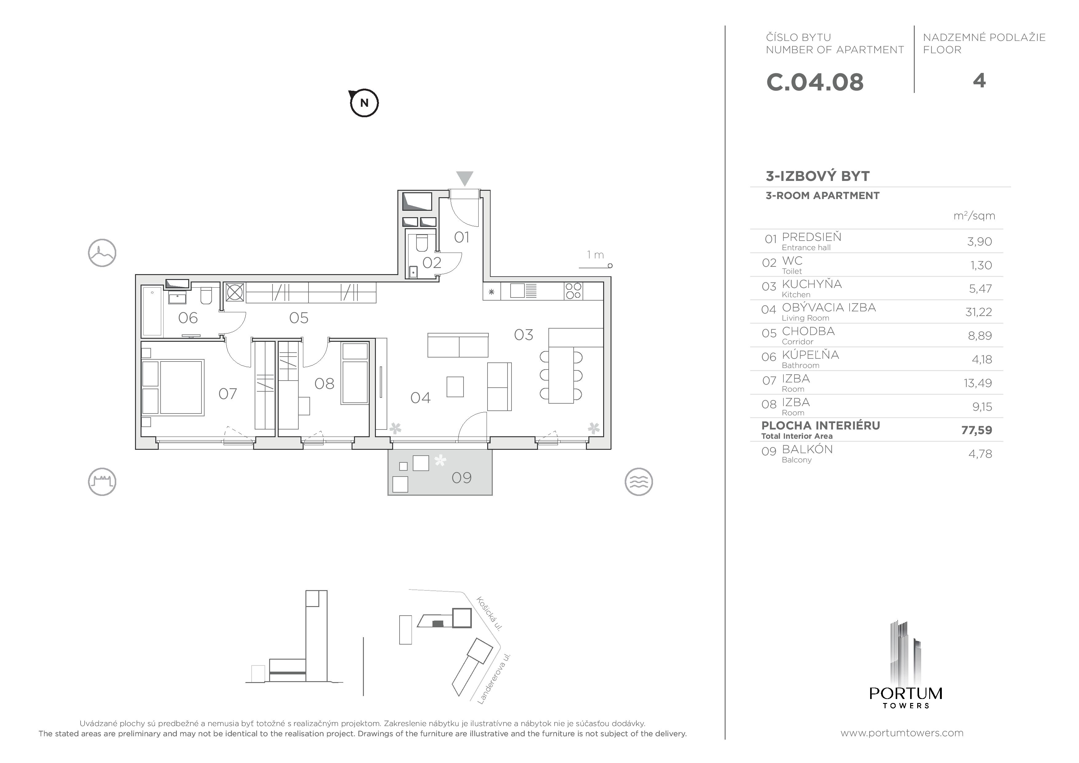 Portum Towers - C.04.08 - Pôdorys