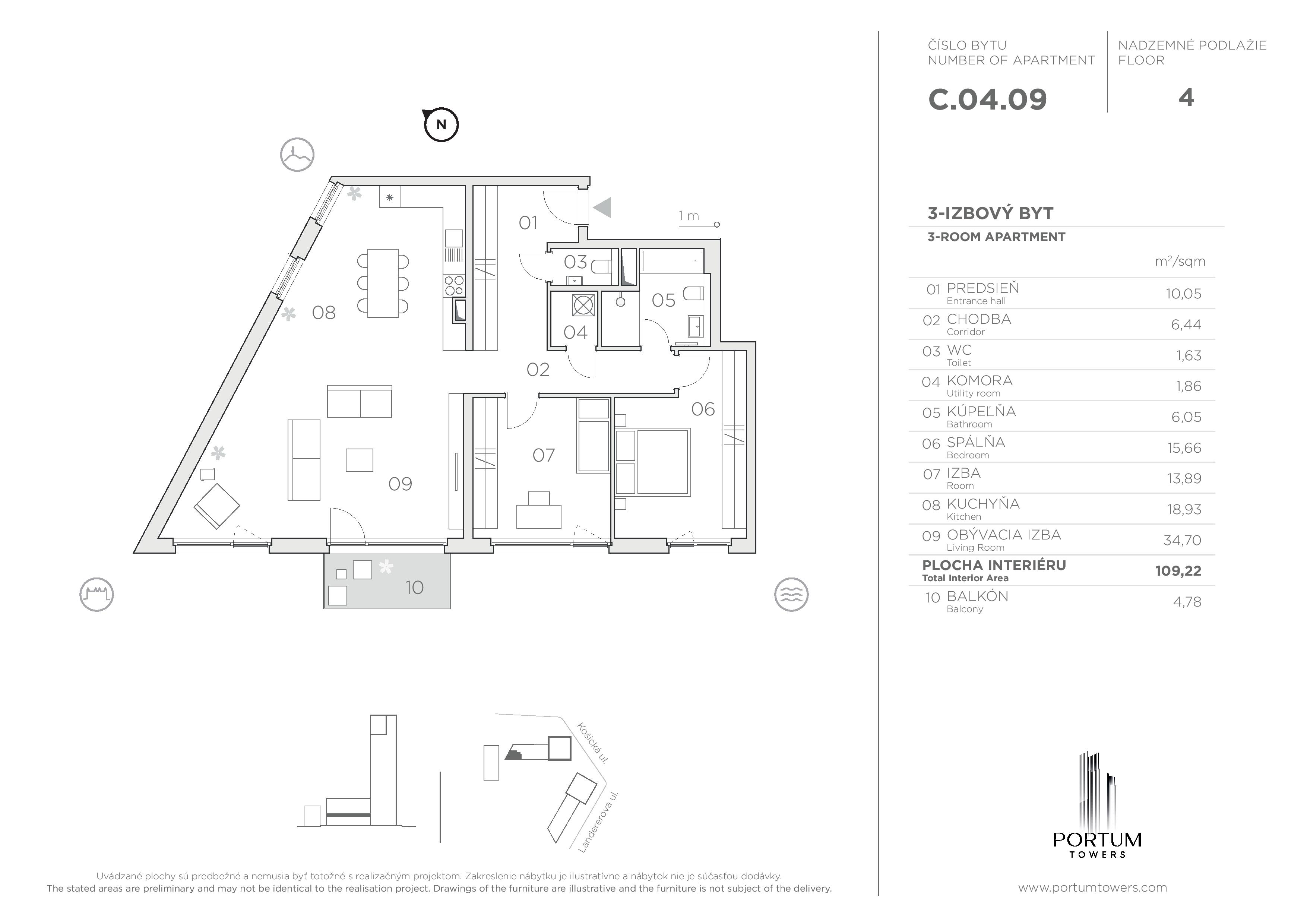 Portum Towers - C.04.09 - Pôdorys