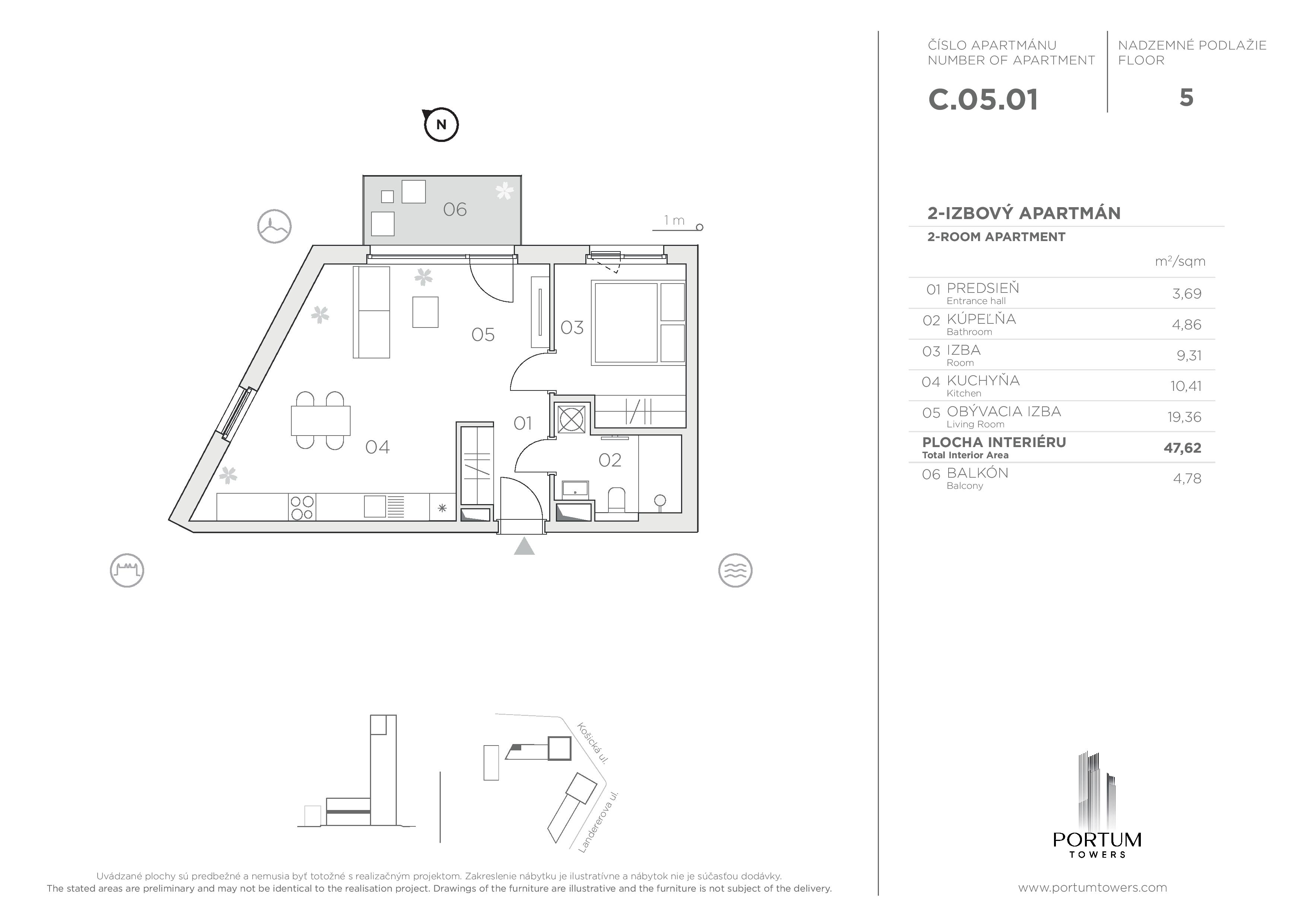 Portum Towers - C.05.01 - Pôdorys