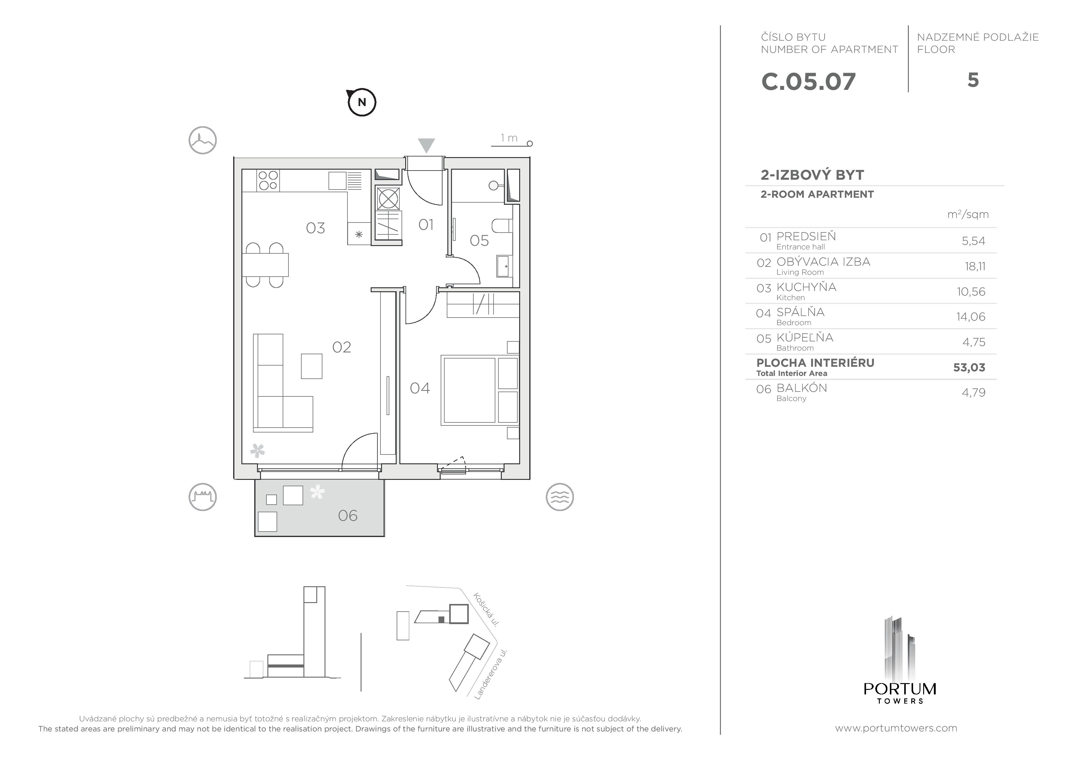 Portum Towers - C.05.07 - Pôdorys