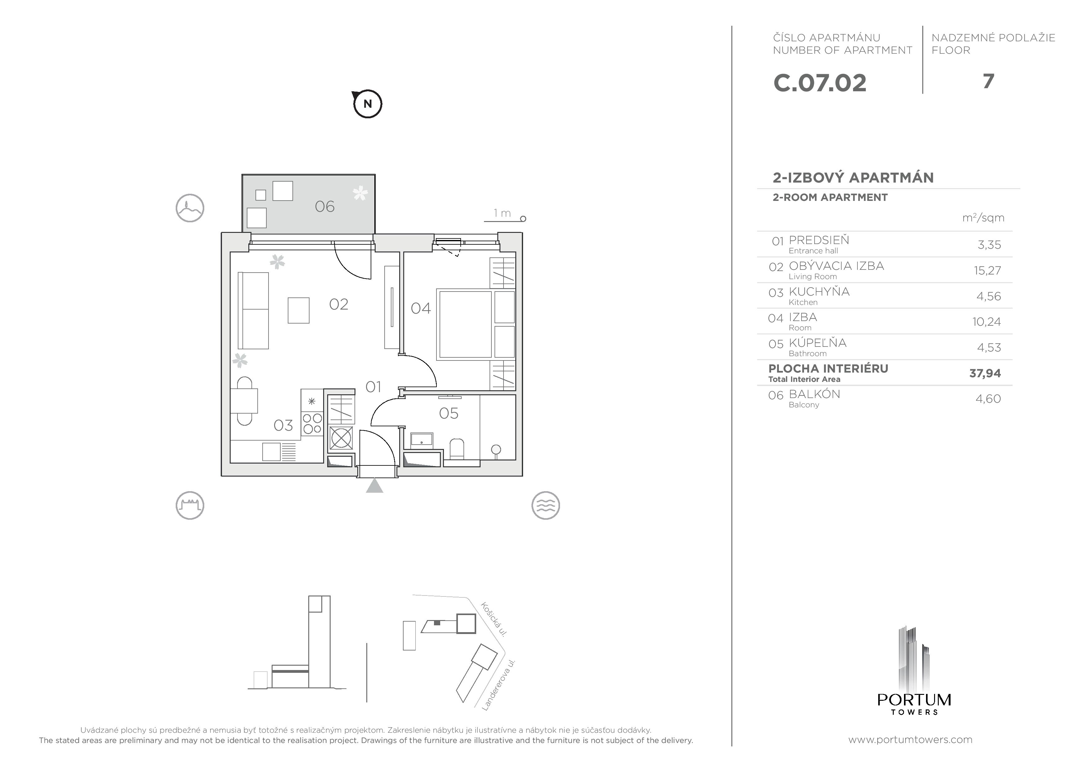 Portum Towers - C.07.02 - Pôdorys