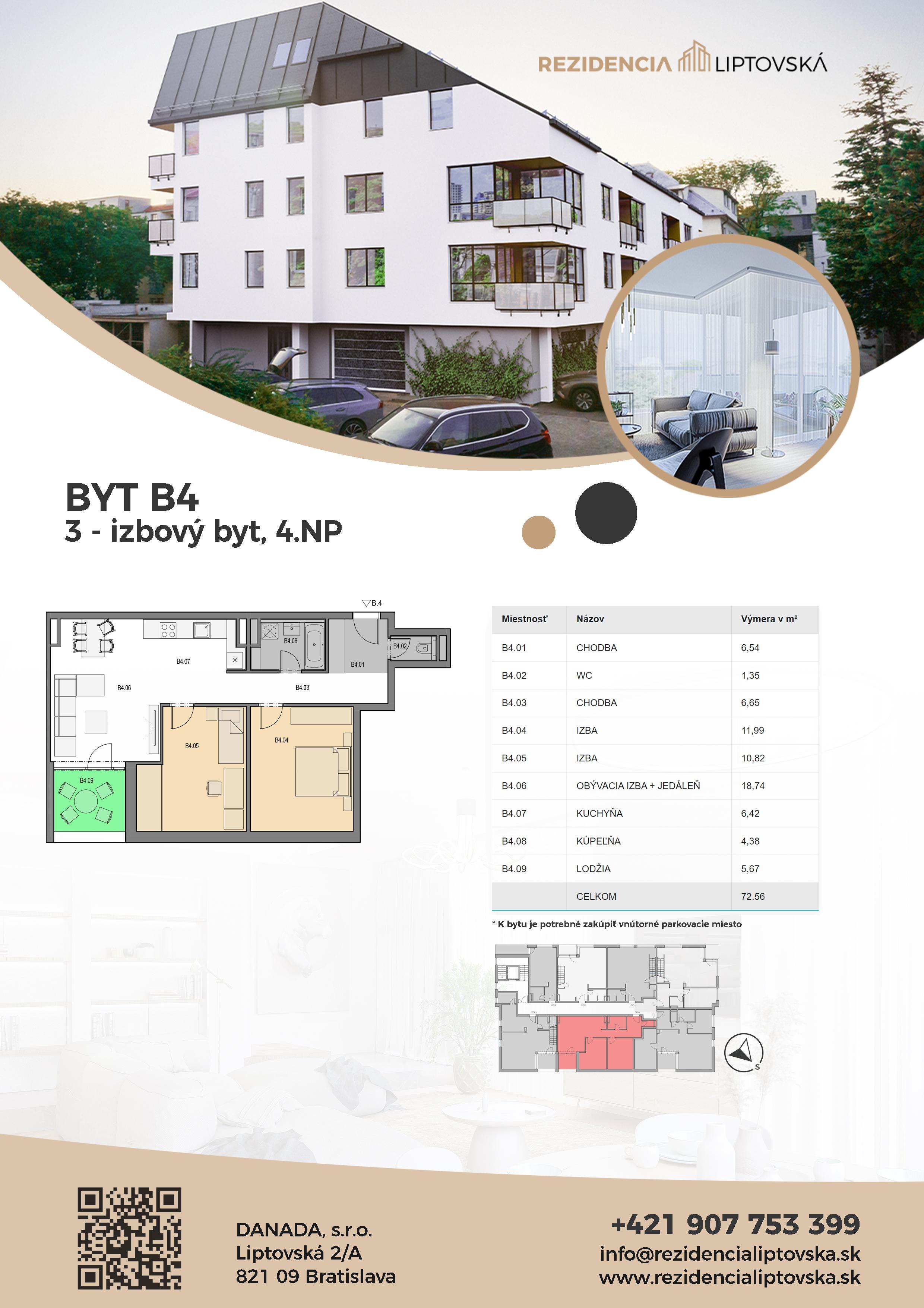 Rezidencia liptovská - B.4 - Pôdorys