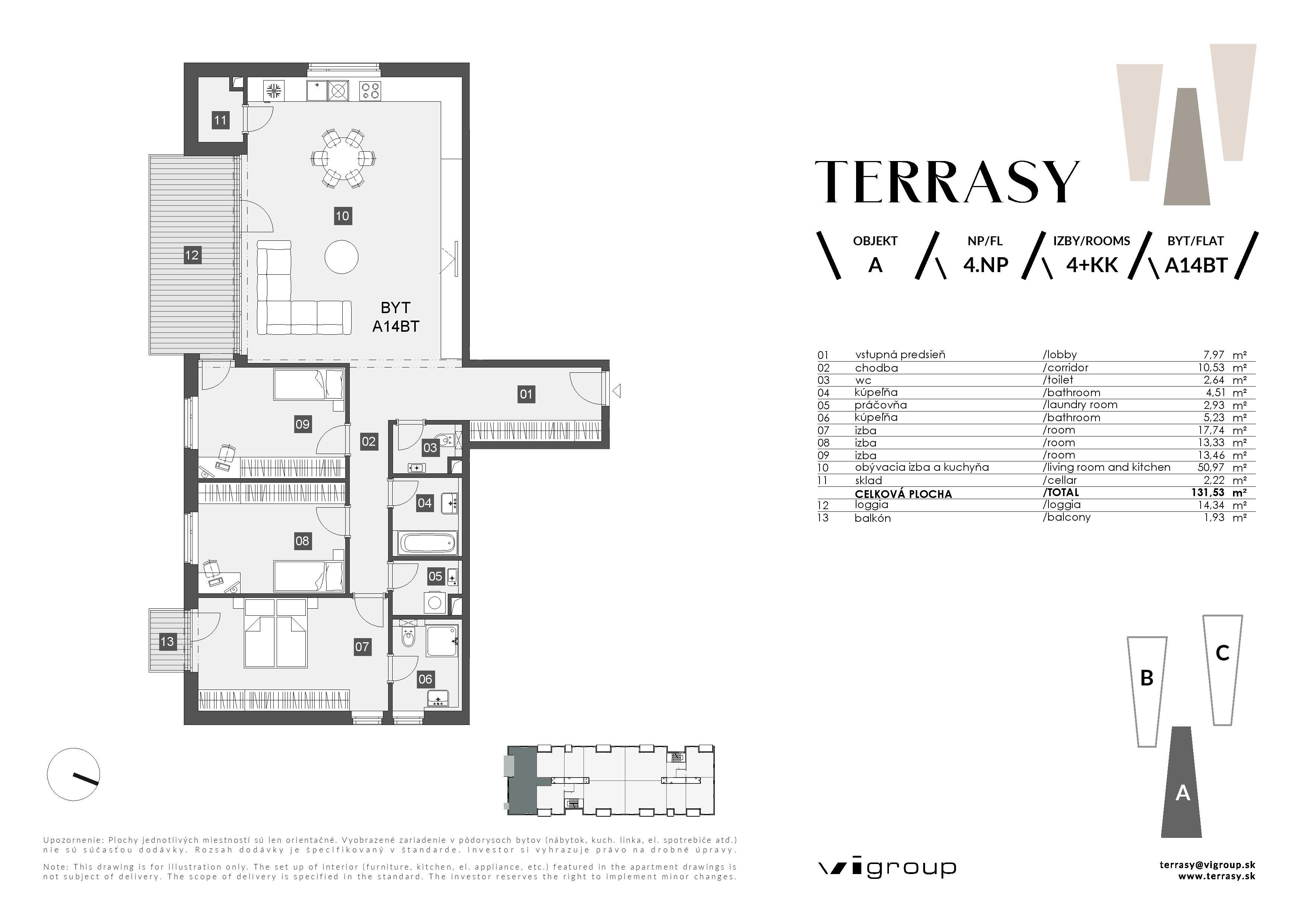 Terrasy - A14BT - Pôdorys