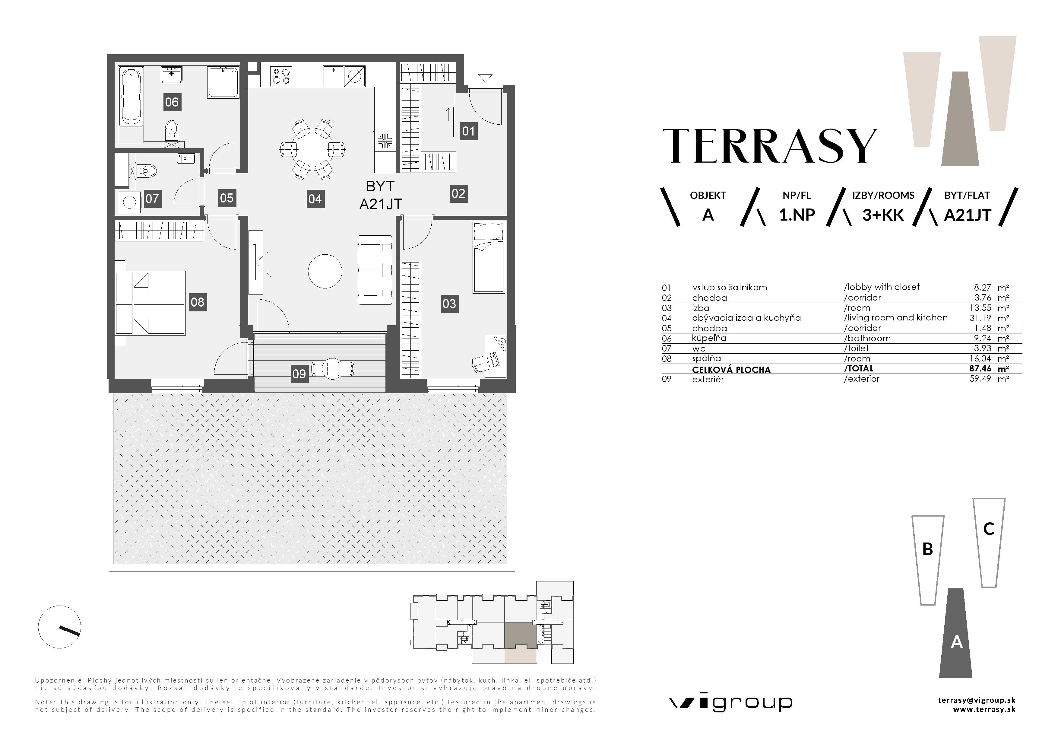 Terrasy - A21JT - Pôdorys