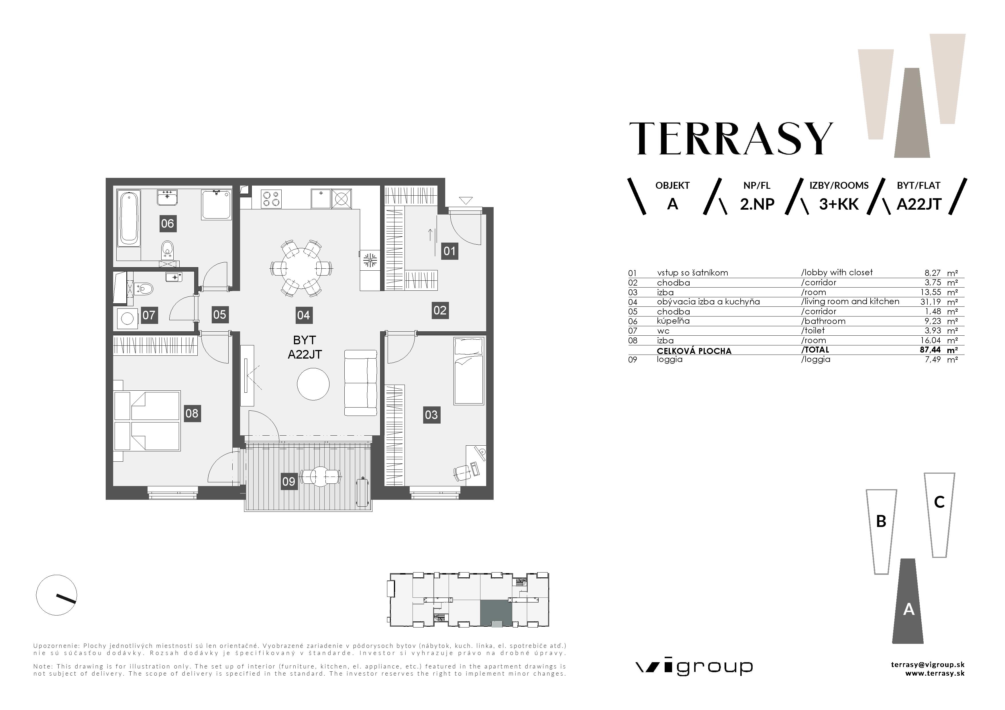 Terrasy - A22JT - Pôdorys