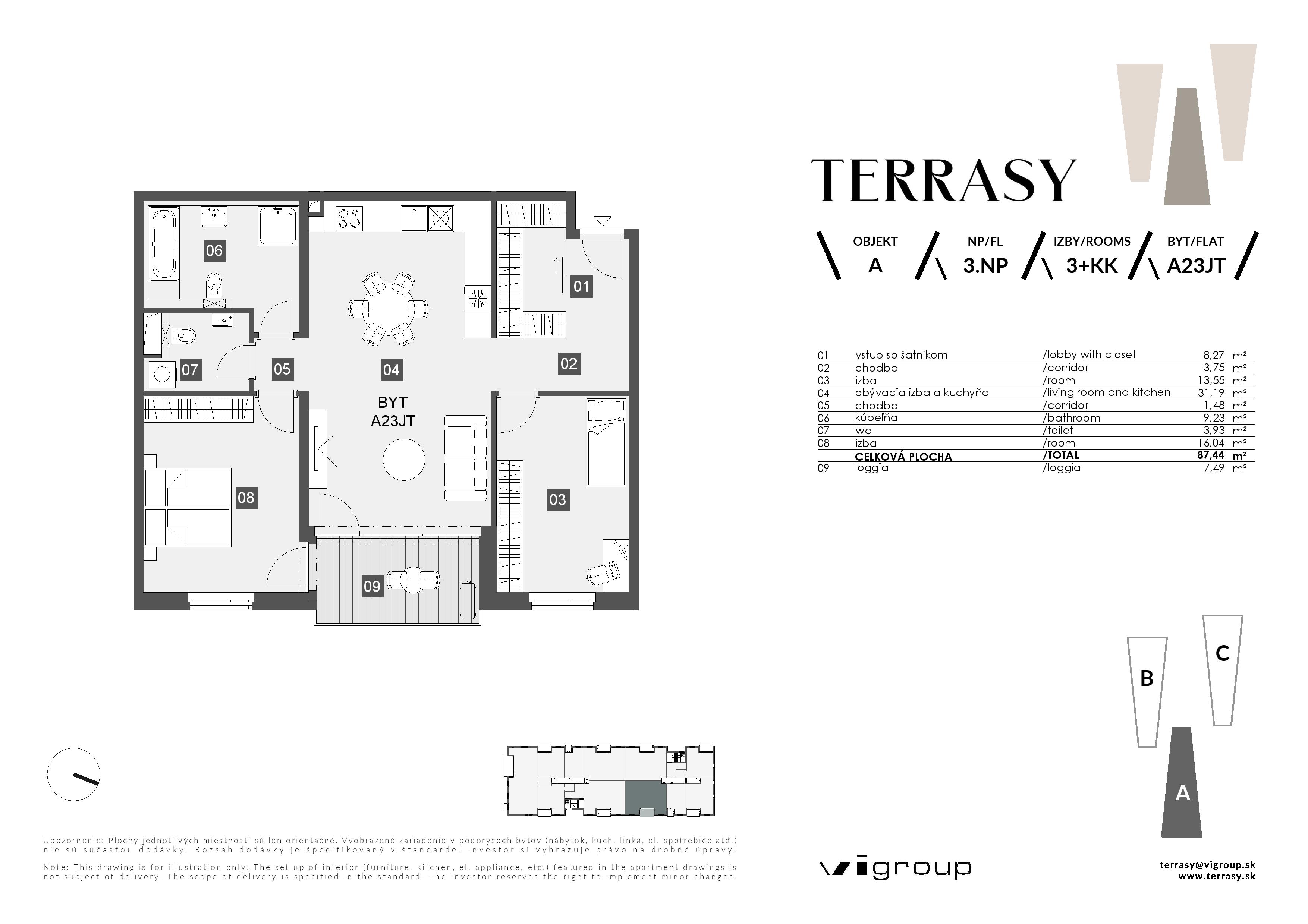 Terrasy - A23JT - Pôdorys