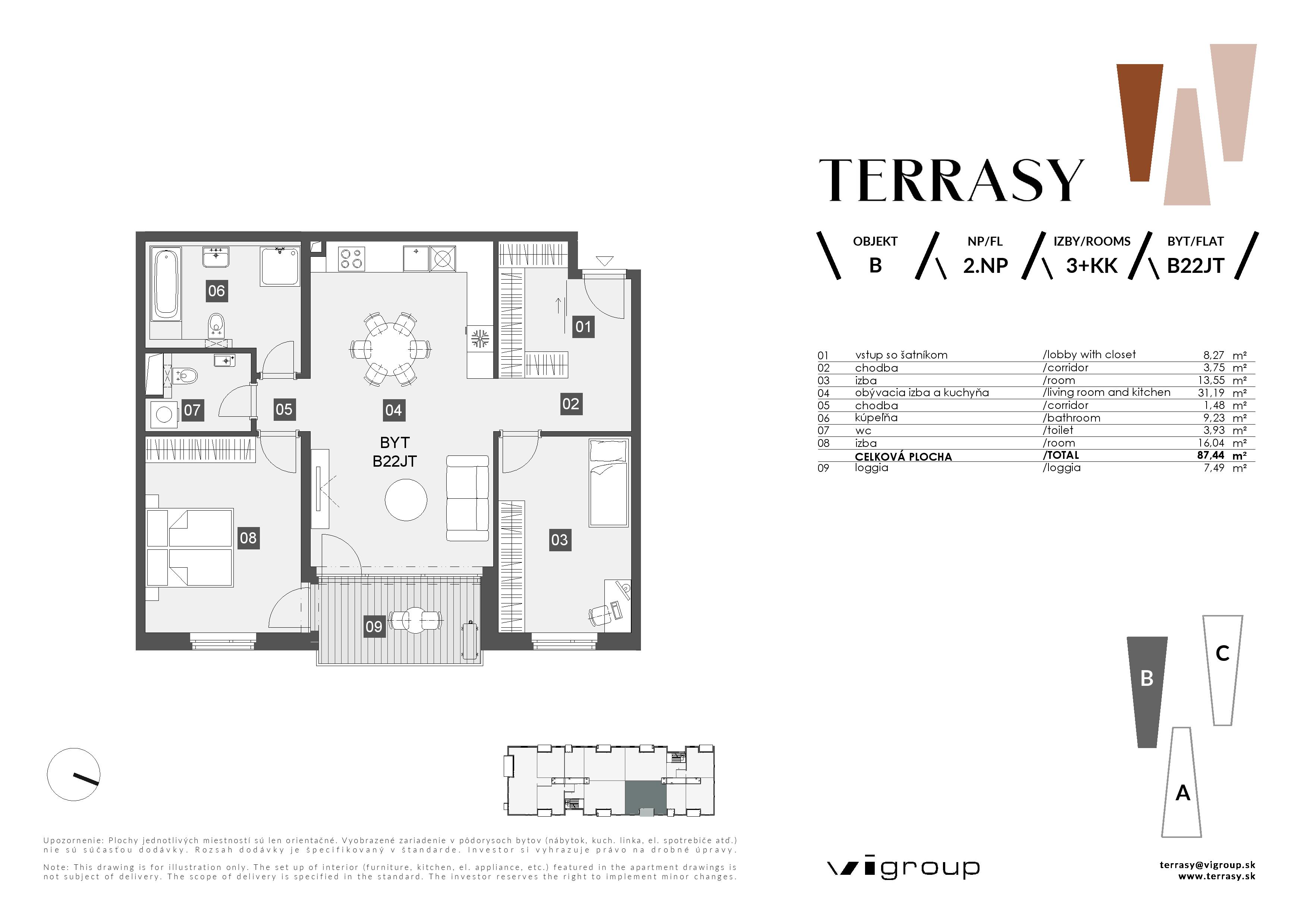 Terrasy - B22JT - Pôdorys