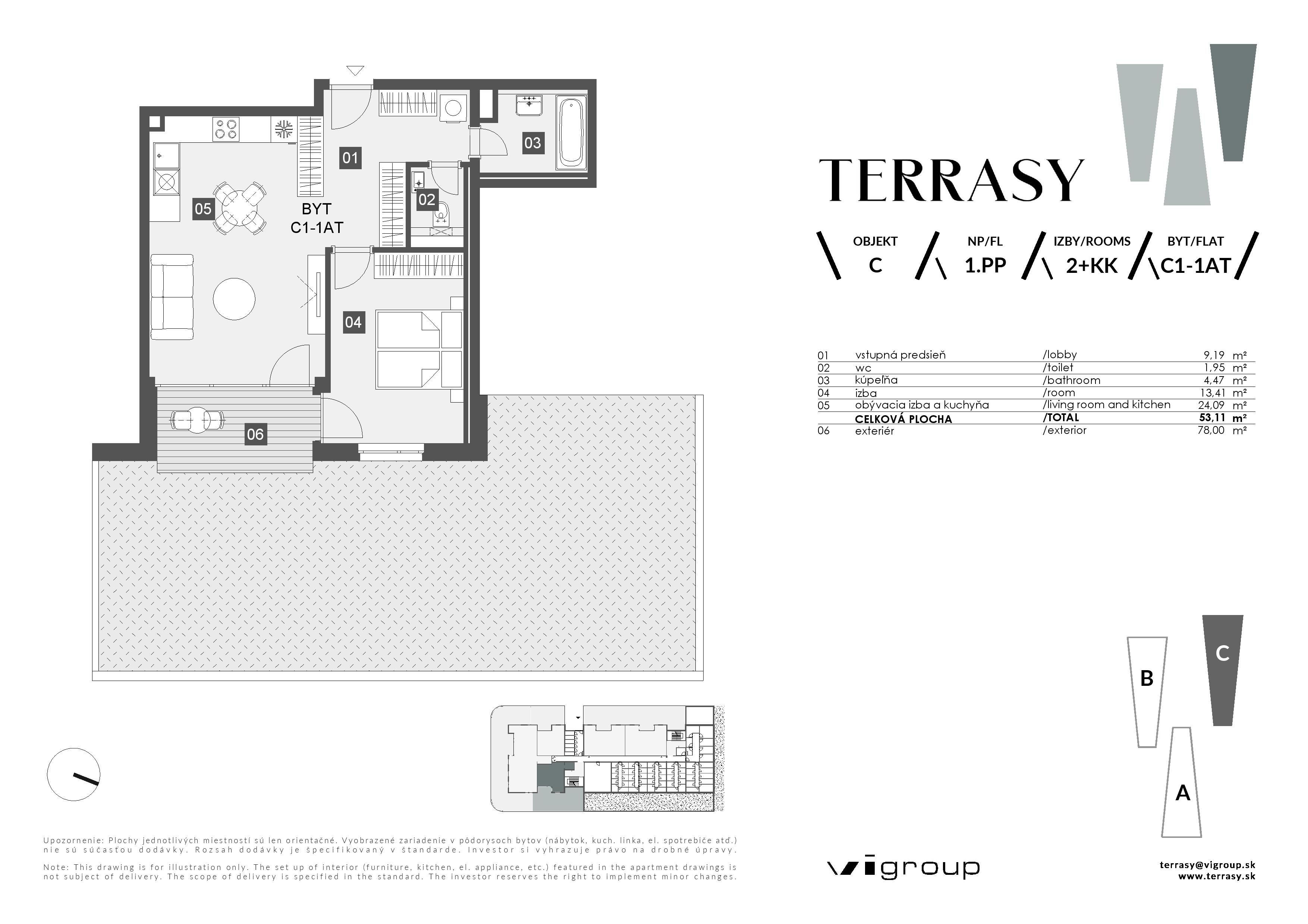 Terrasy - C1-1AT - Pôdorys