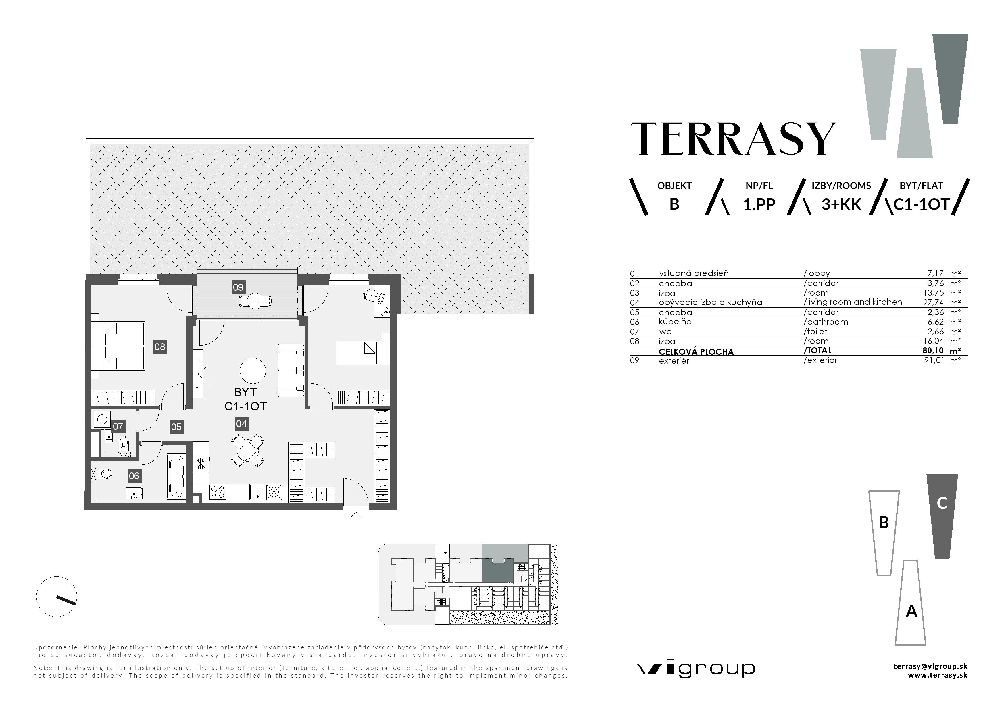 Terrasy - C1-1OT - Pôdorys