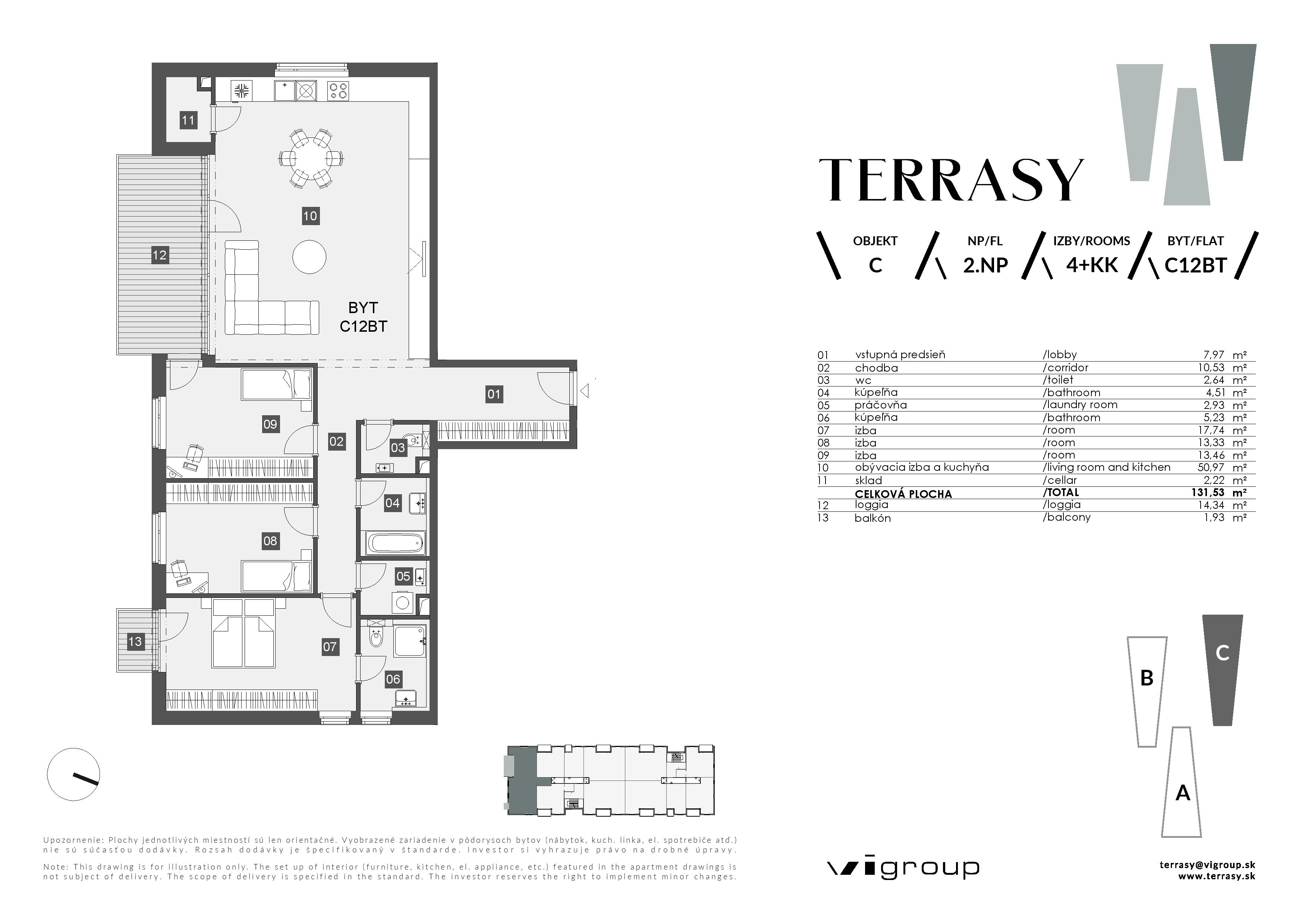 Terrasy - C12BT - Pôdorys