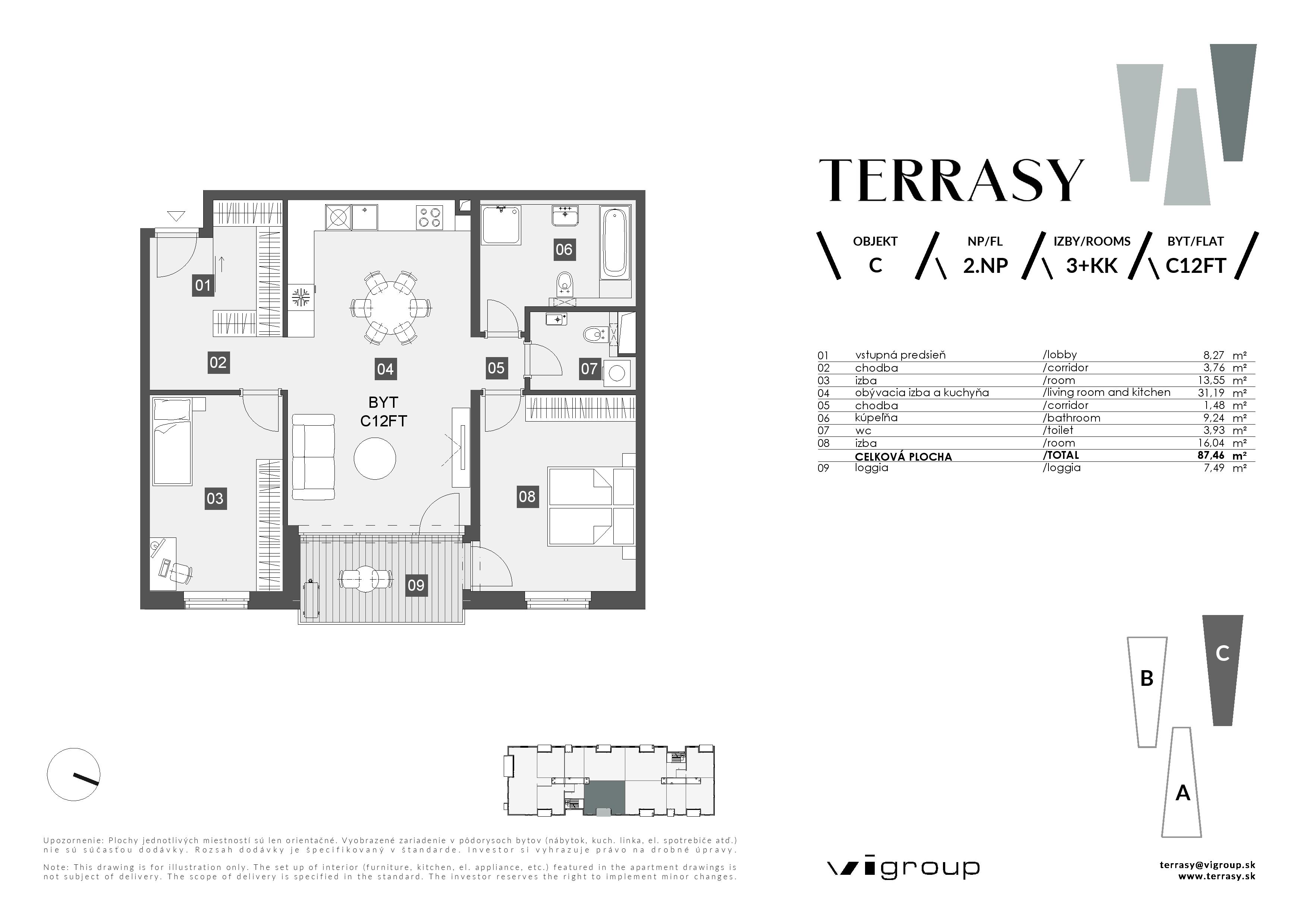 Terrasy - C12FT - Pôdorys