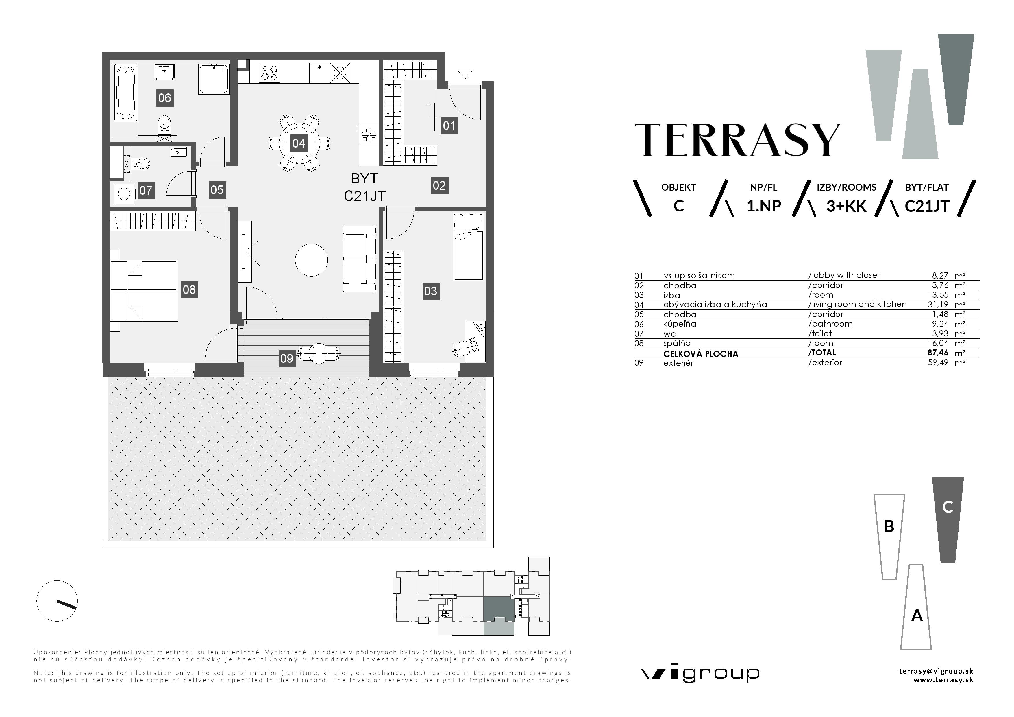 Terrasy - C21JT - Pôdorys