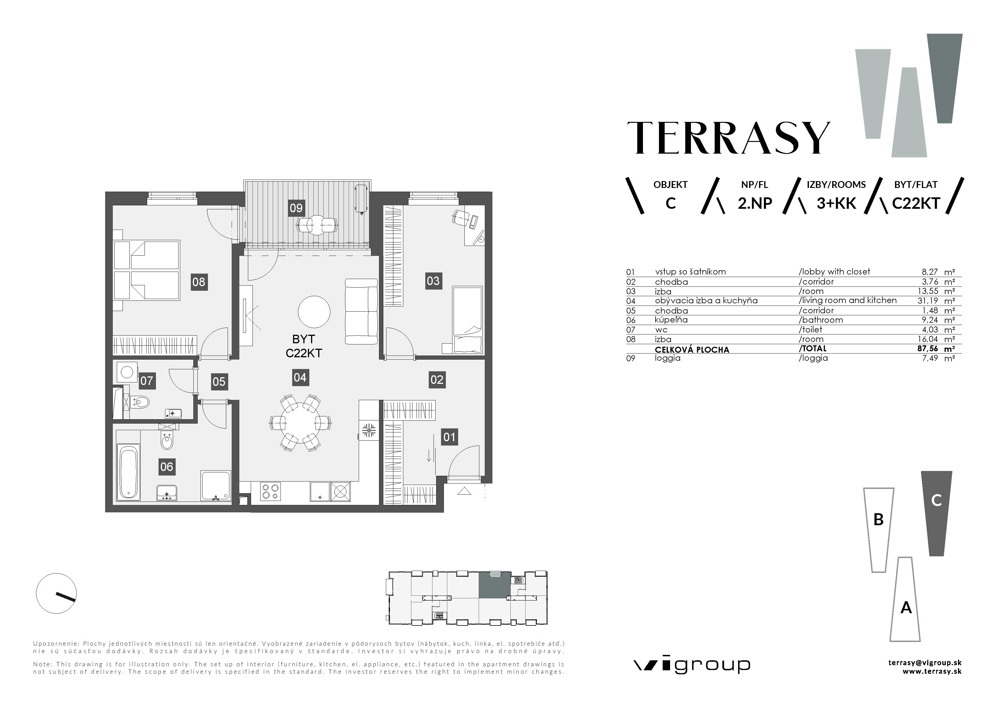 Terrasy - C22KT - Pôdorys