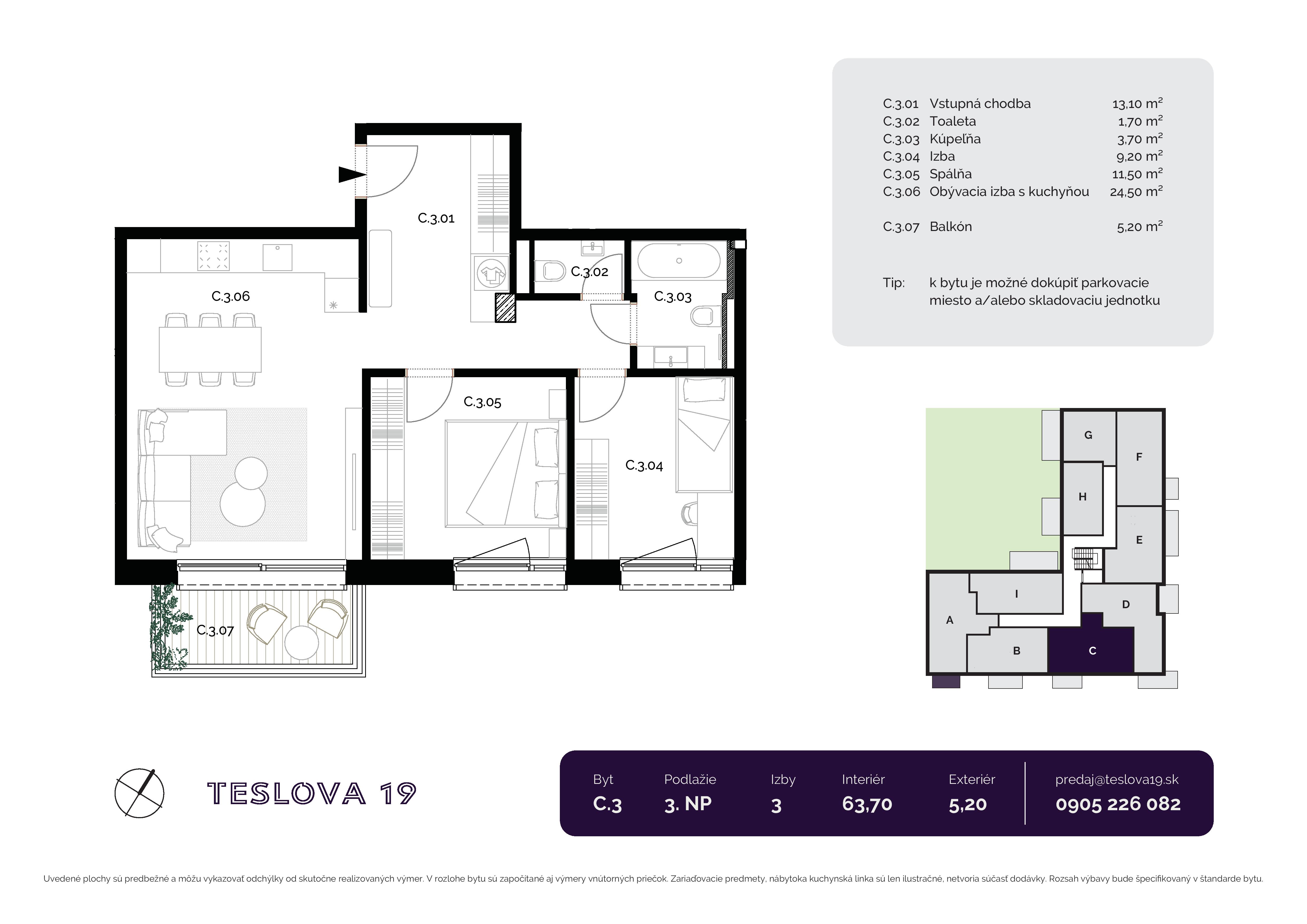 Teslova 19 - C.03 - Pôdorys
