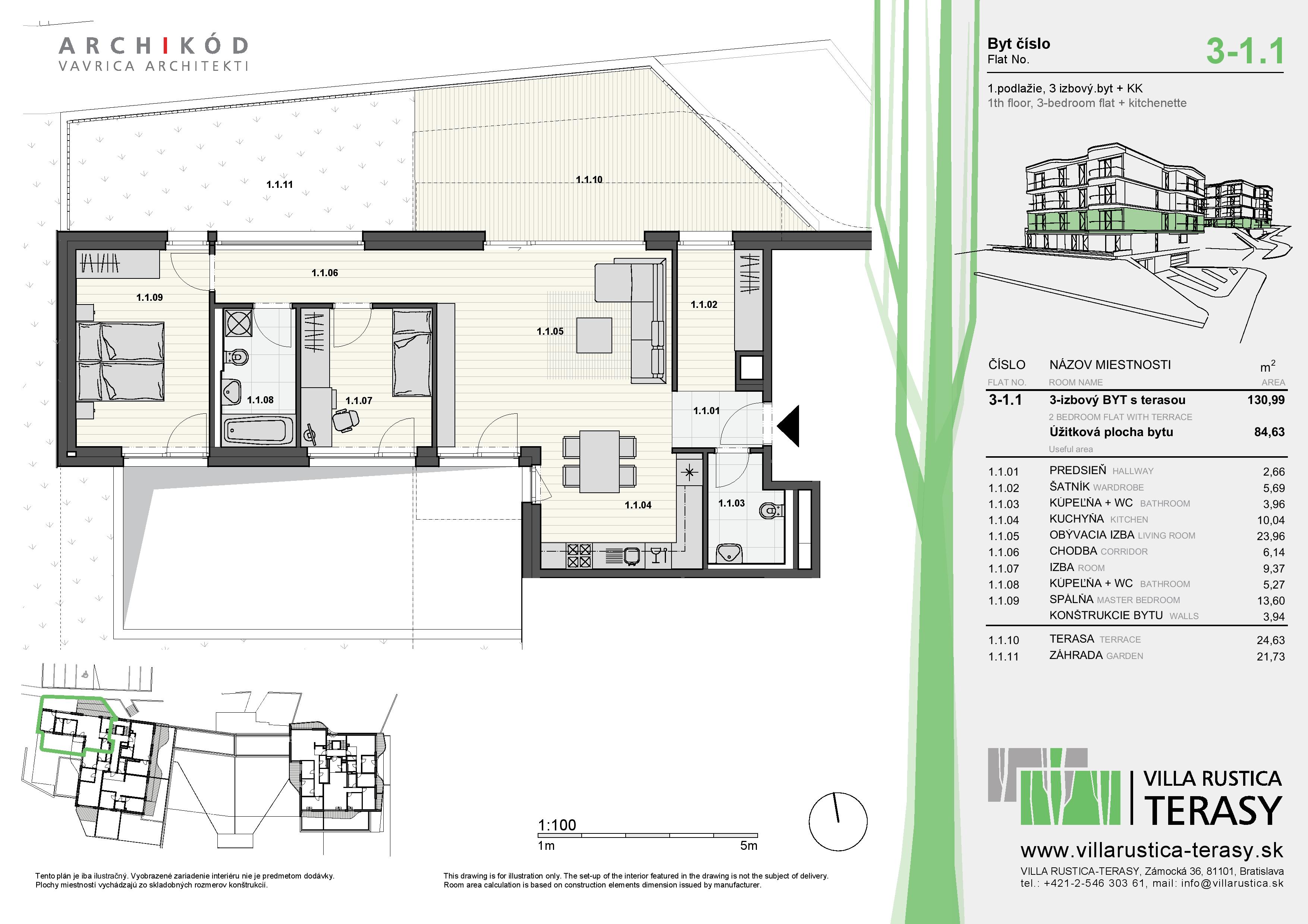 Villa Rustica - Terasy - 3-1.1 - Pôdorys