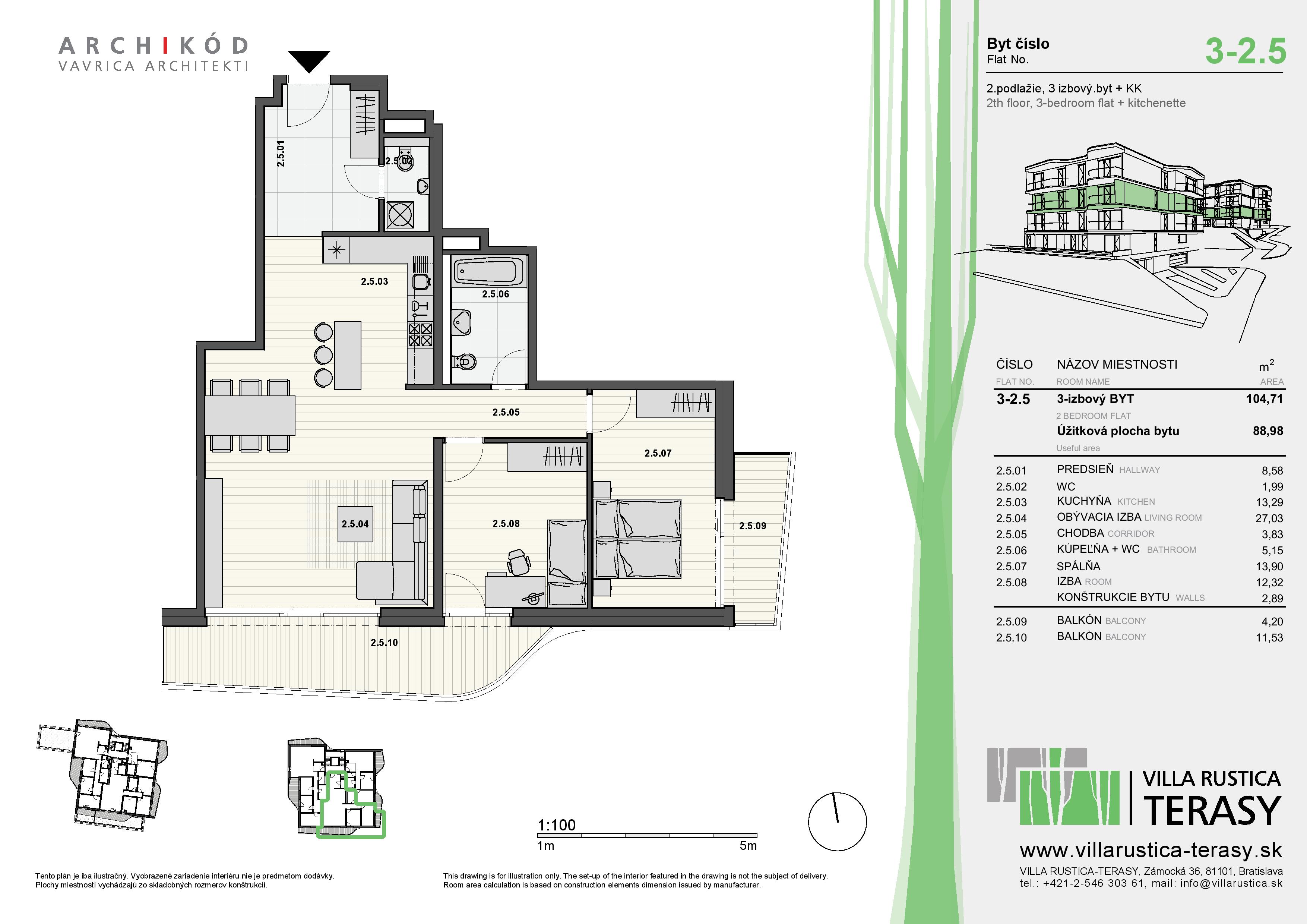 Villa Rustica - Terasy - 3-2.5 - Pôdorys