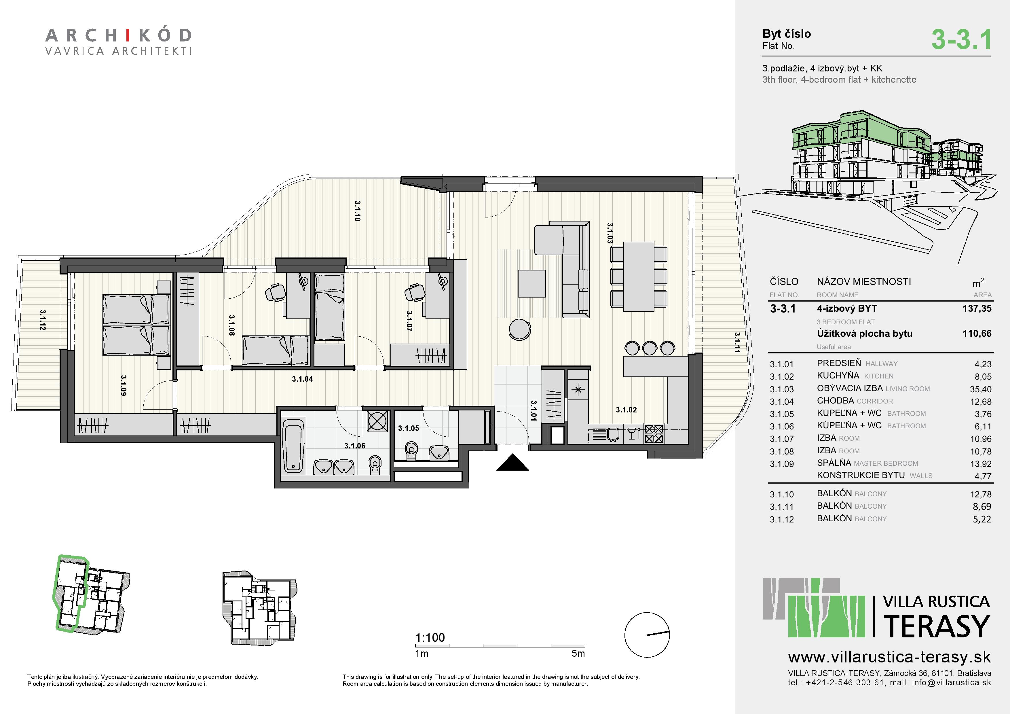 Villa Rustica - Terasy - 3-3.1 - Pôdorys