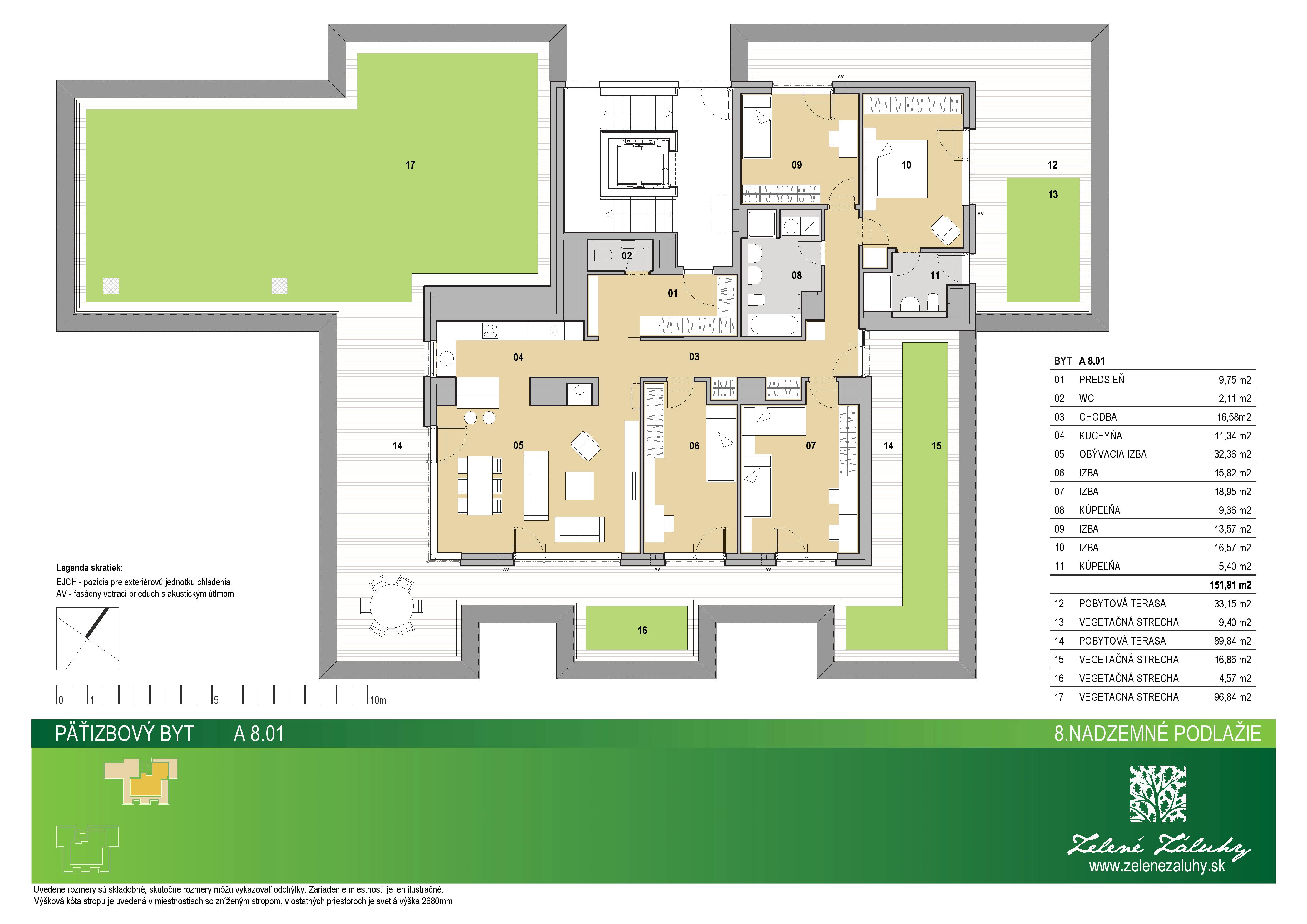 Zelené Záluhy - A 8.01 - Pôdorys