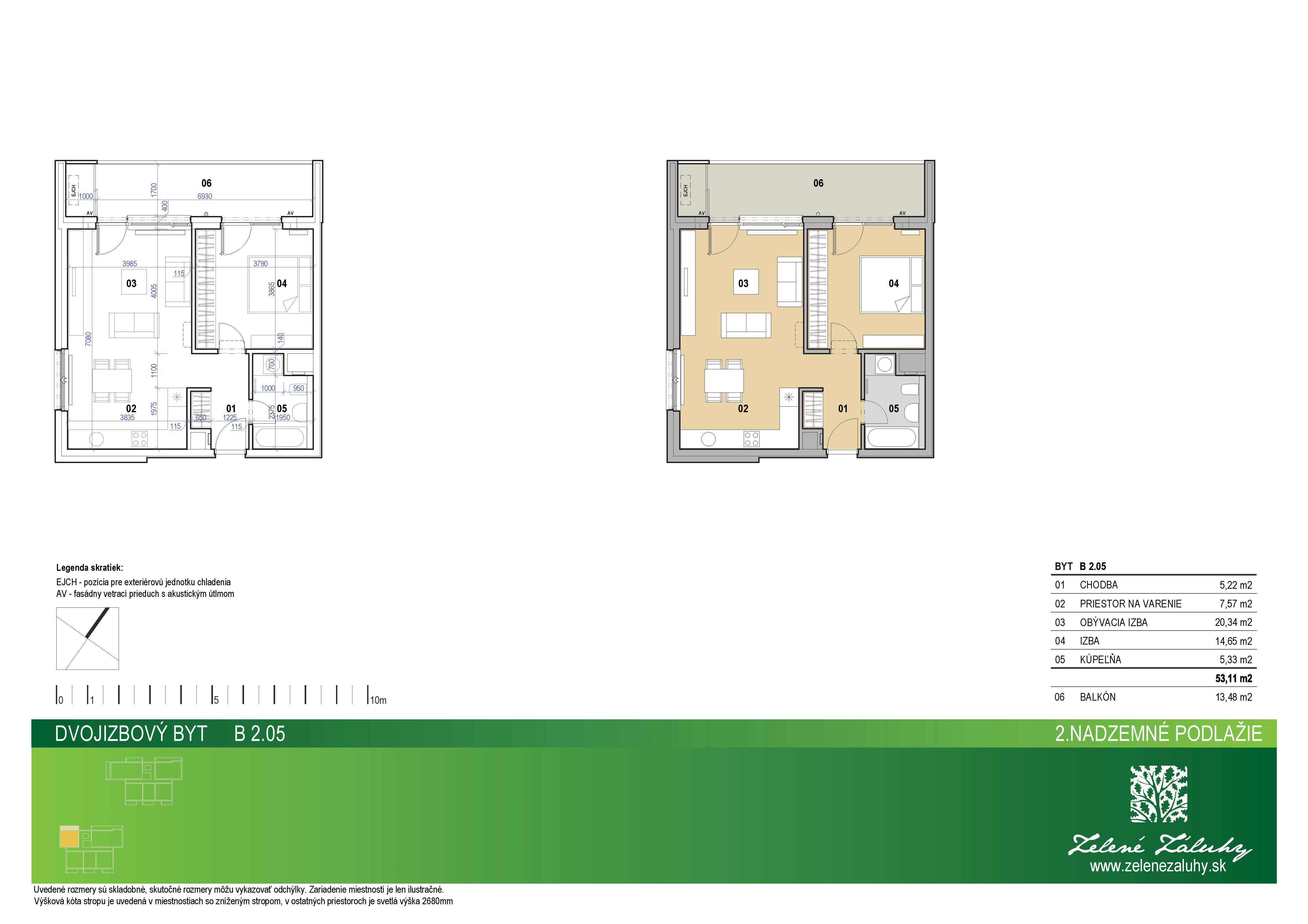 Zelené Záluhy - B 2.05 - Pôdorys