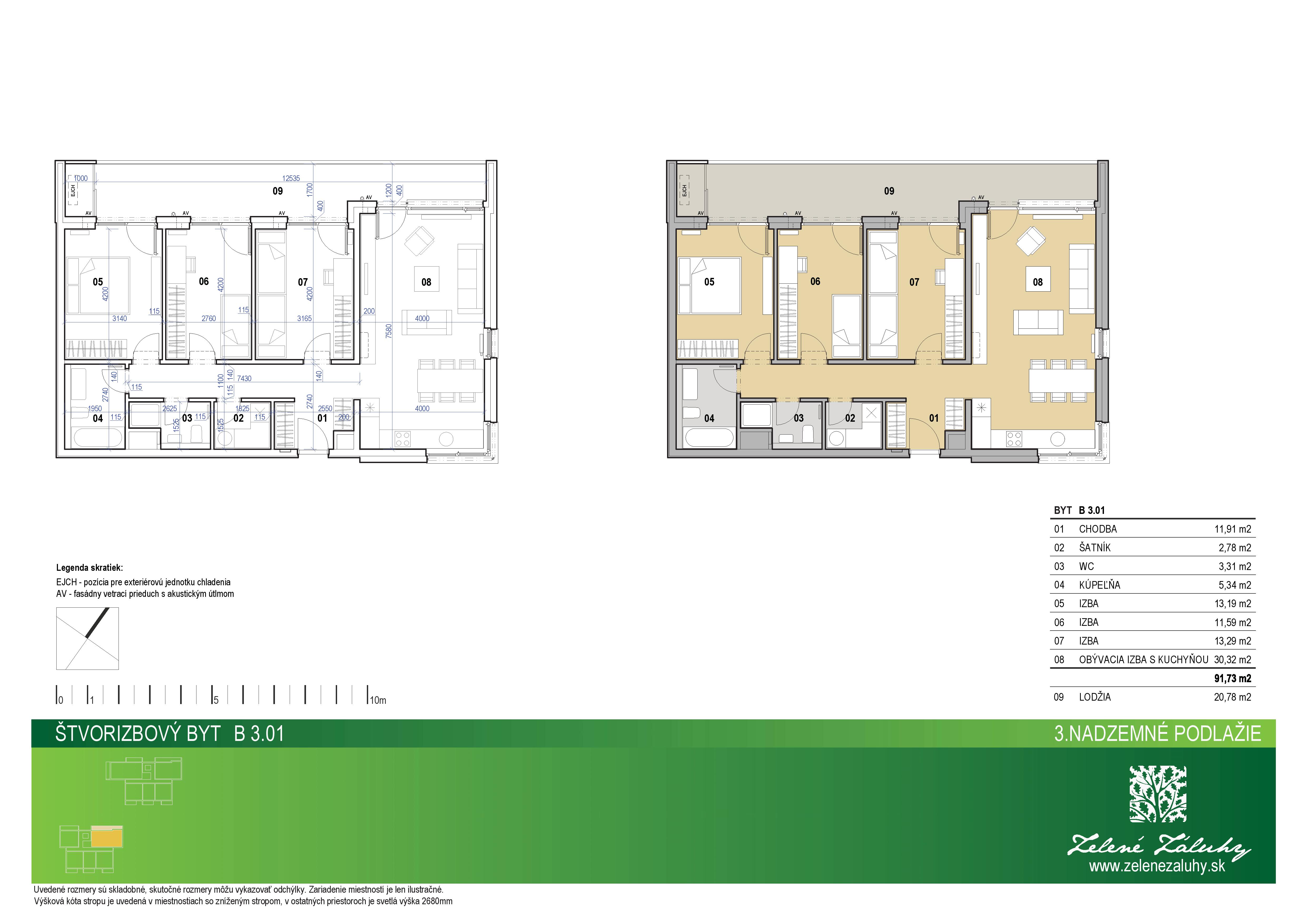 Zelené Záluhy - B 3.01 - Pôdorys