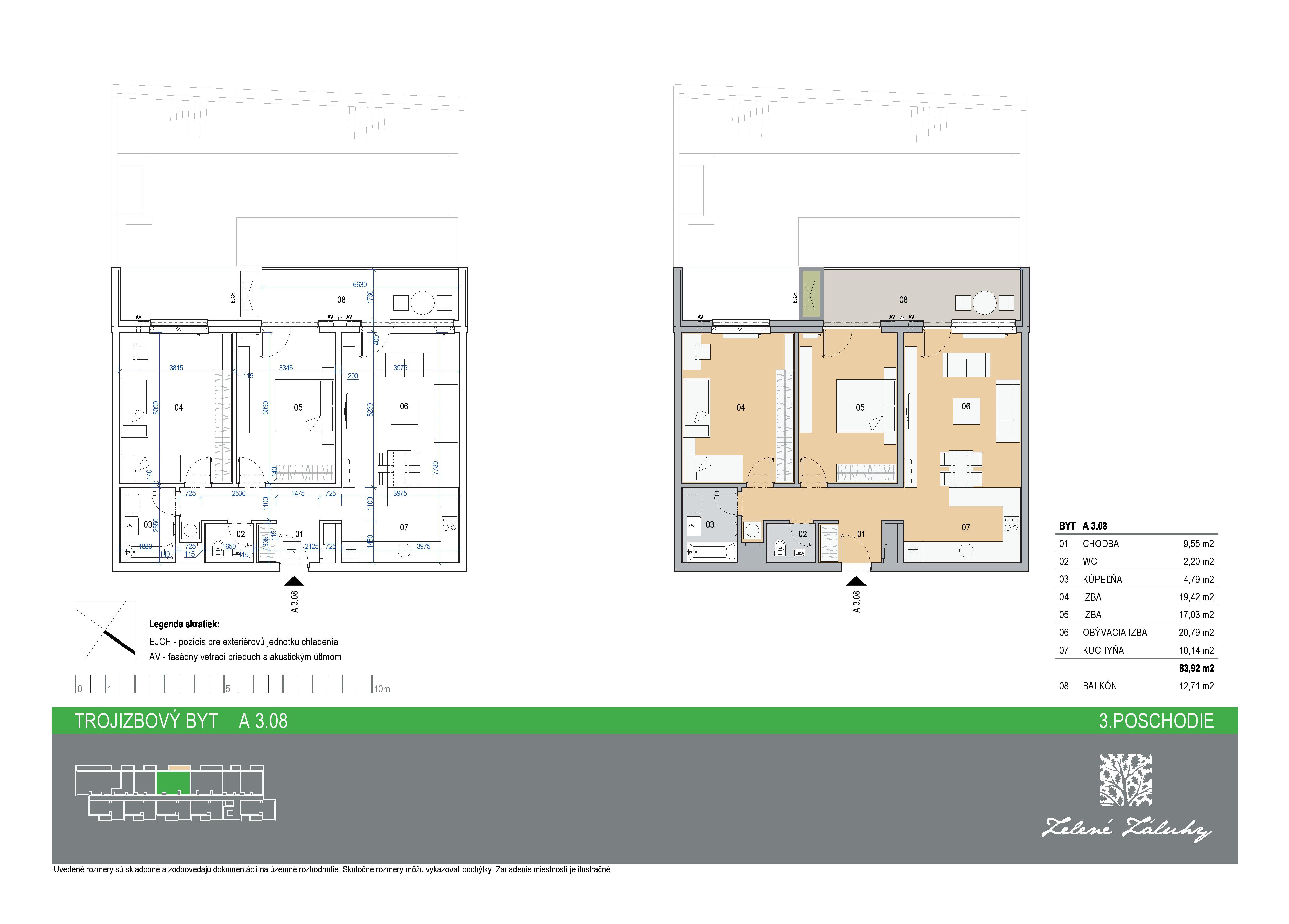 Zelené Záluhy - A 3.08 - Pôdorys