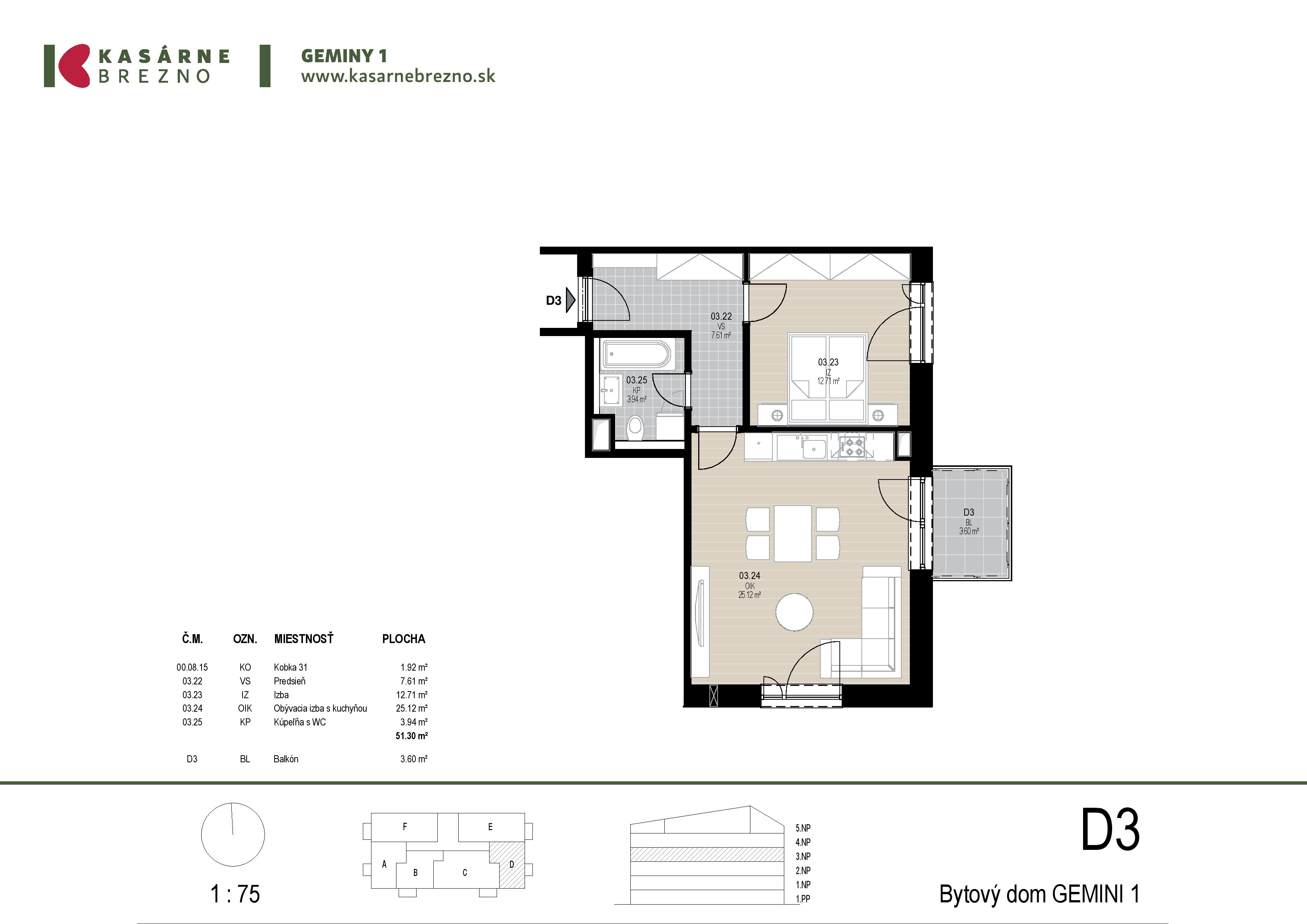Kasárne Brezno - D3 - Pôdorys