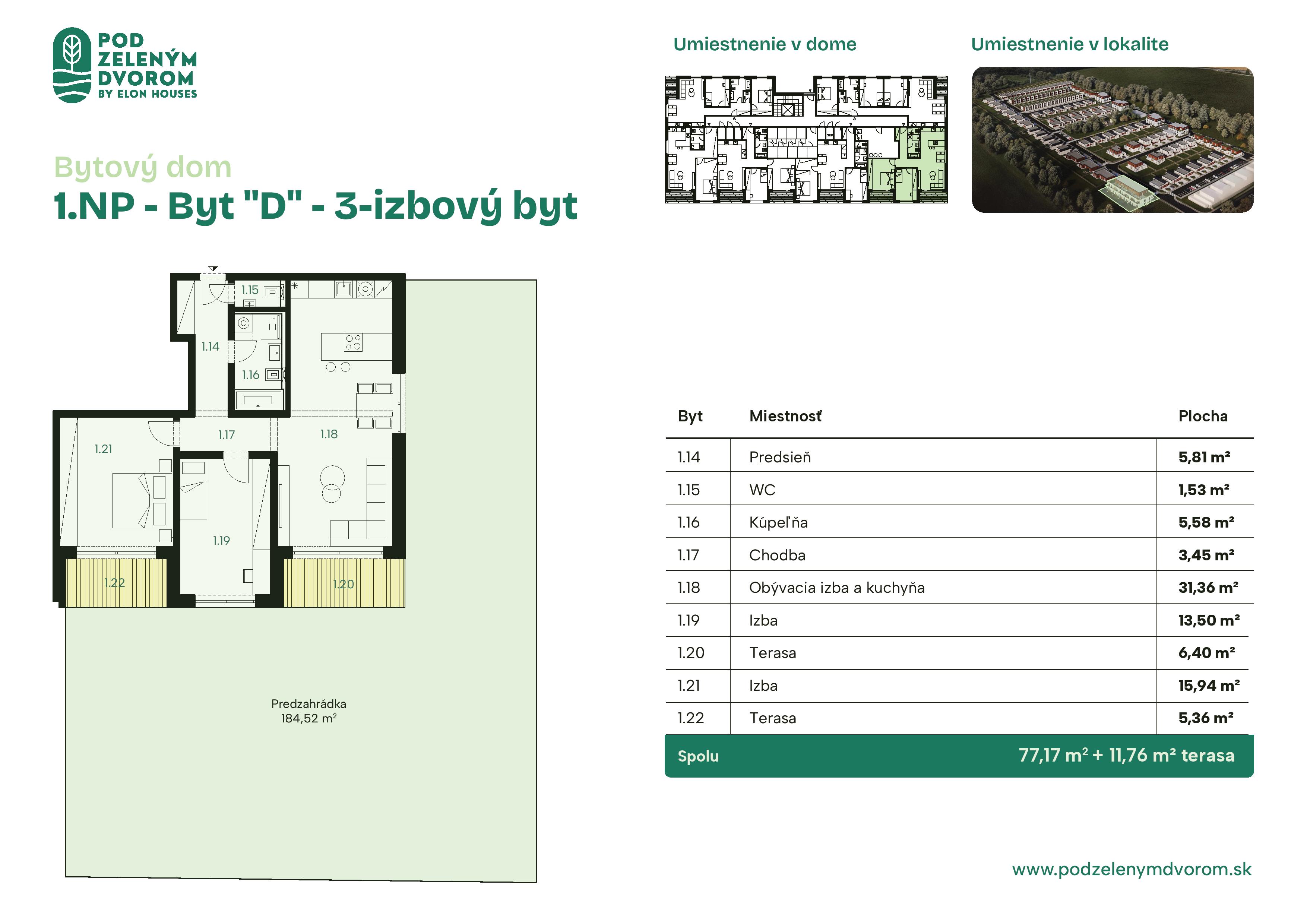 Pod Zeleným Dvorom - D - Pôdorys