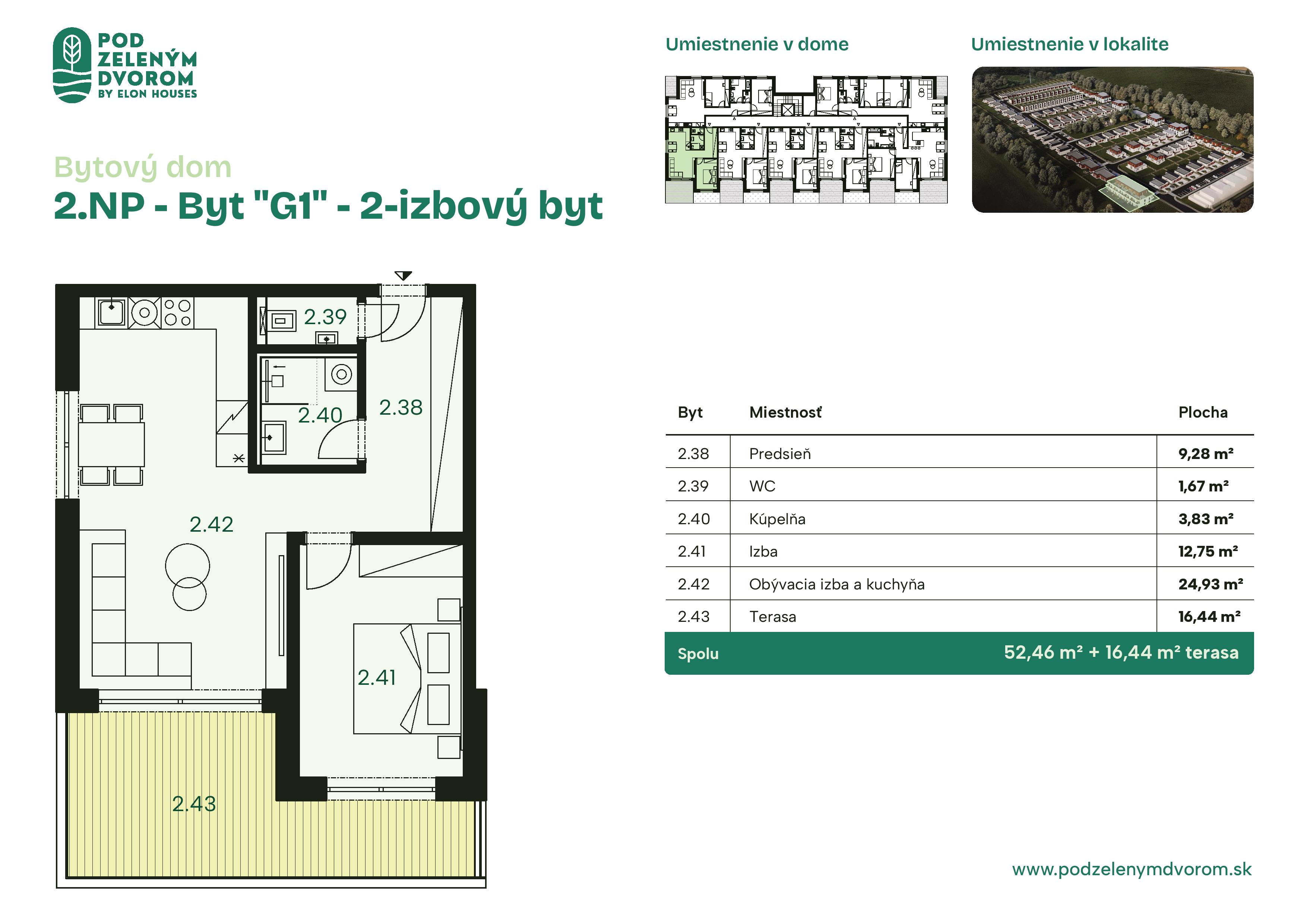 Pod Zeleným Dvorom - G1 - Pôdorys