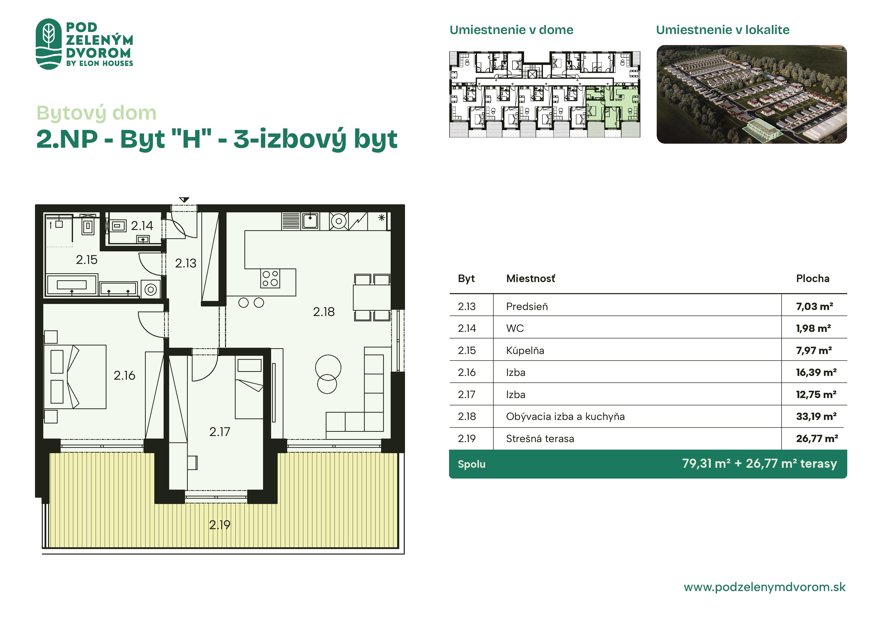 Pod Zeleným Dvorom - H - Pôdorys