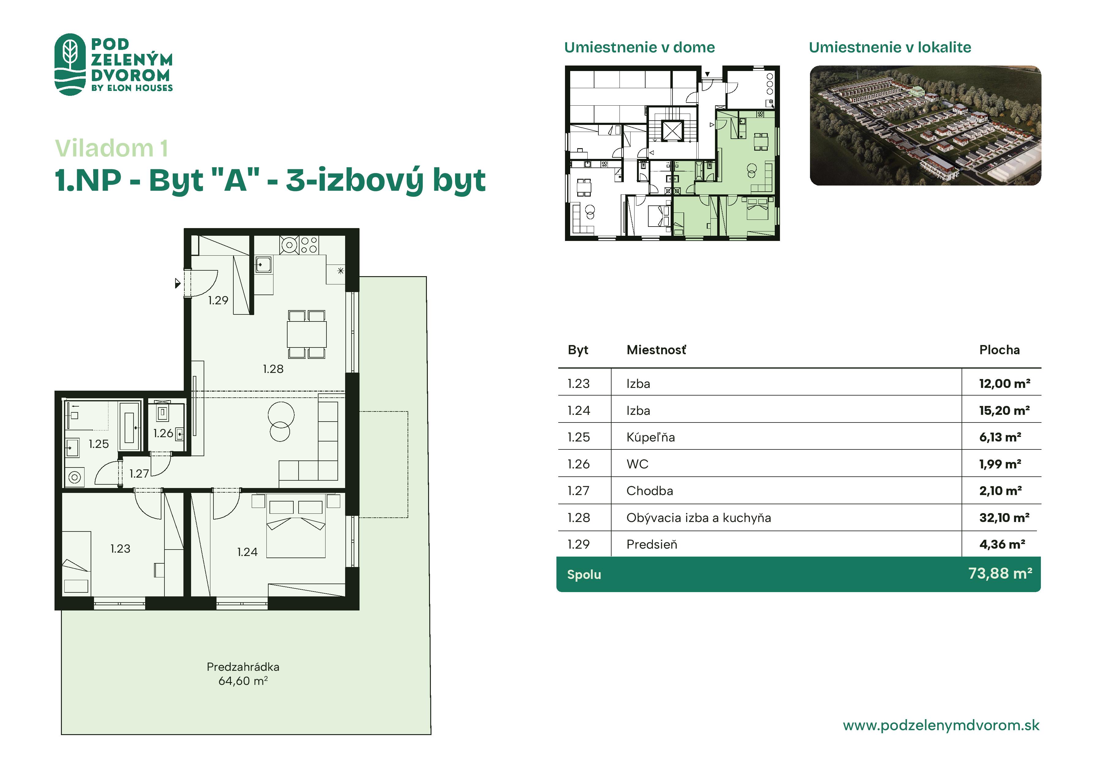 Pod Zeleným Dvorom - 1 – A - Pôdorys