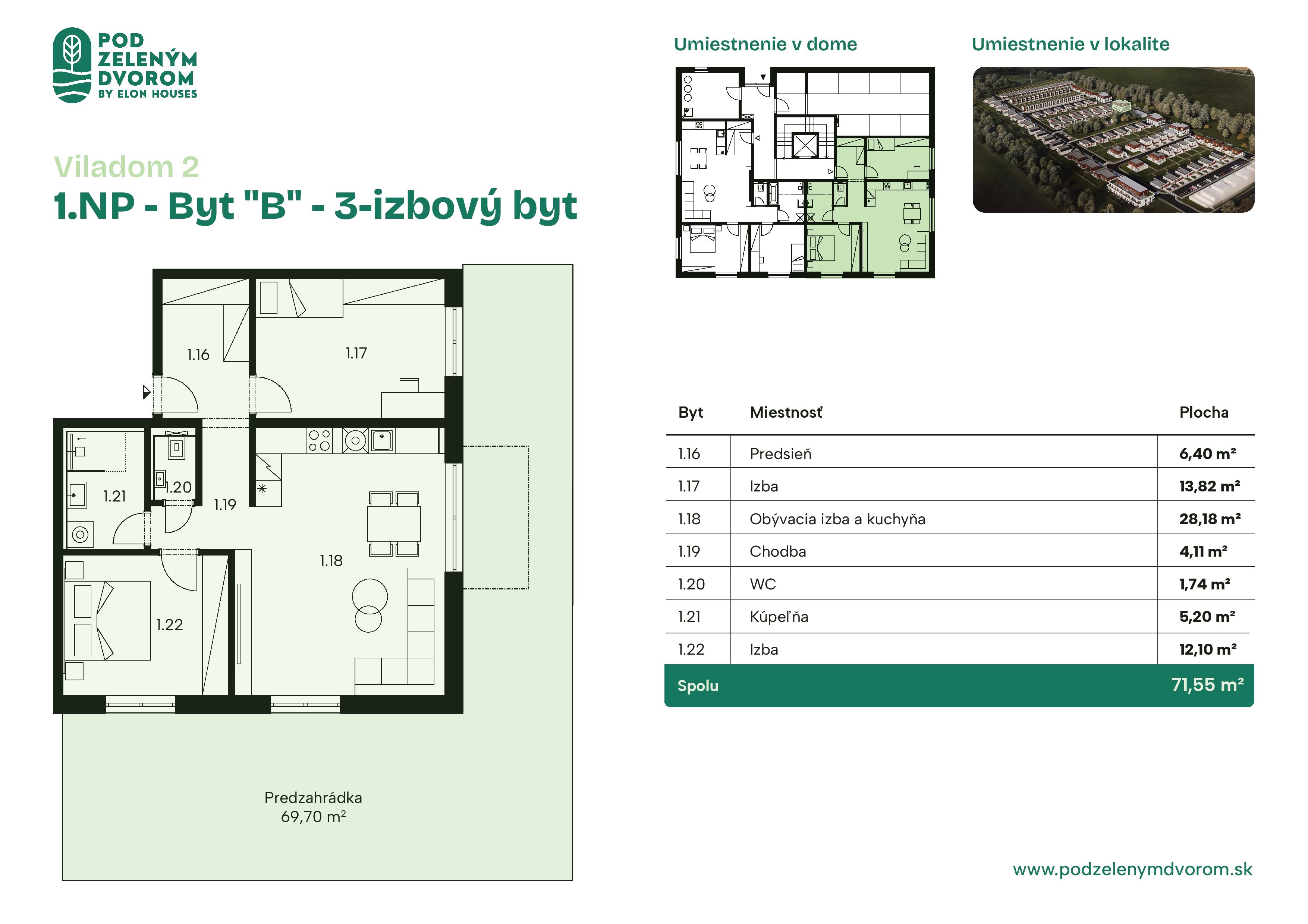 Pod Zeleným Dvorom - 2 – B - Pôdorys