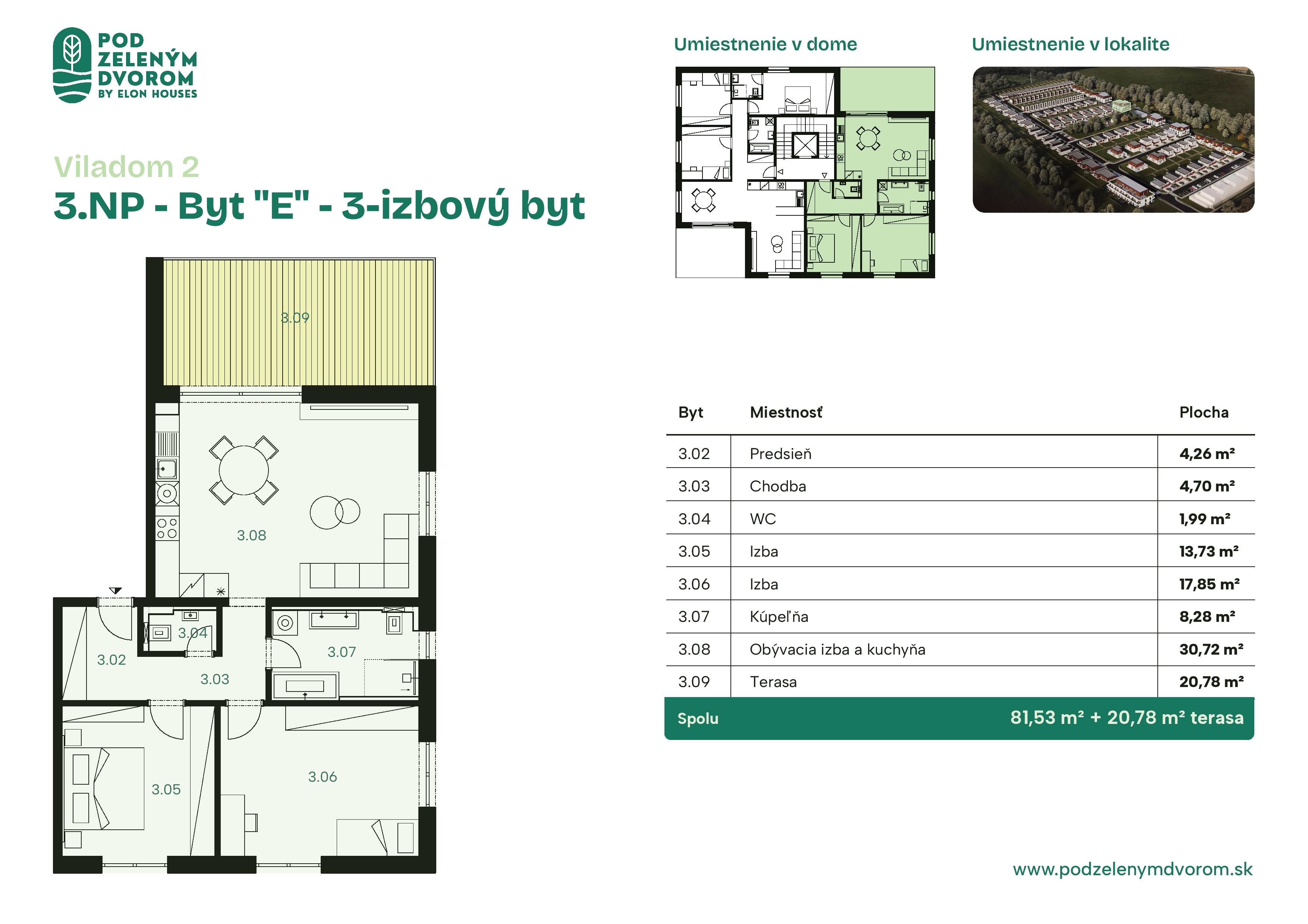 Pod Zeleným Dvorom - 2 – E - Pôdorys