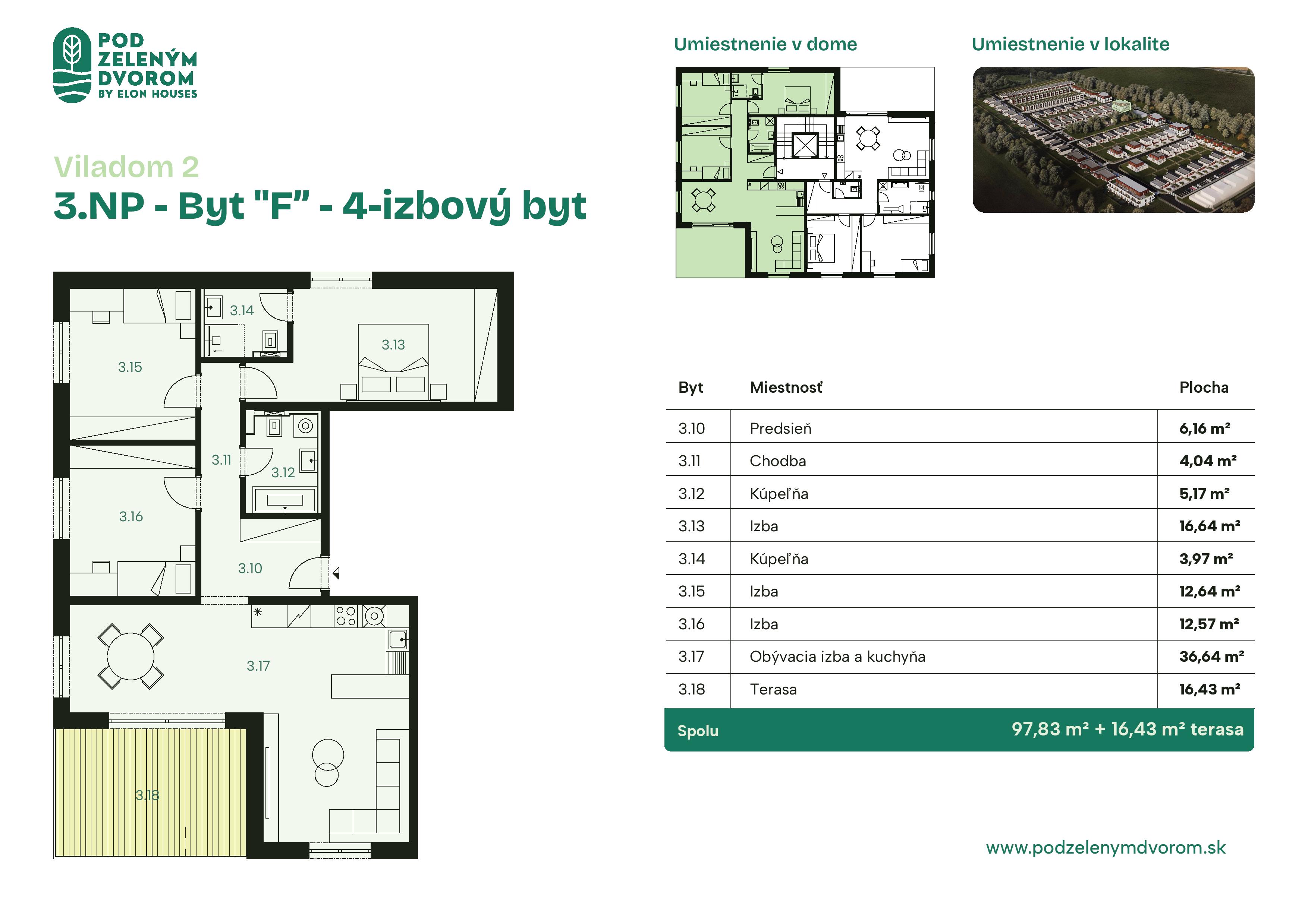 Pod Zeleným Dvorom - 2 – F - Pôdorys