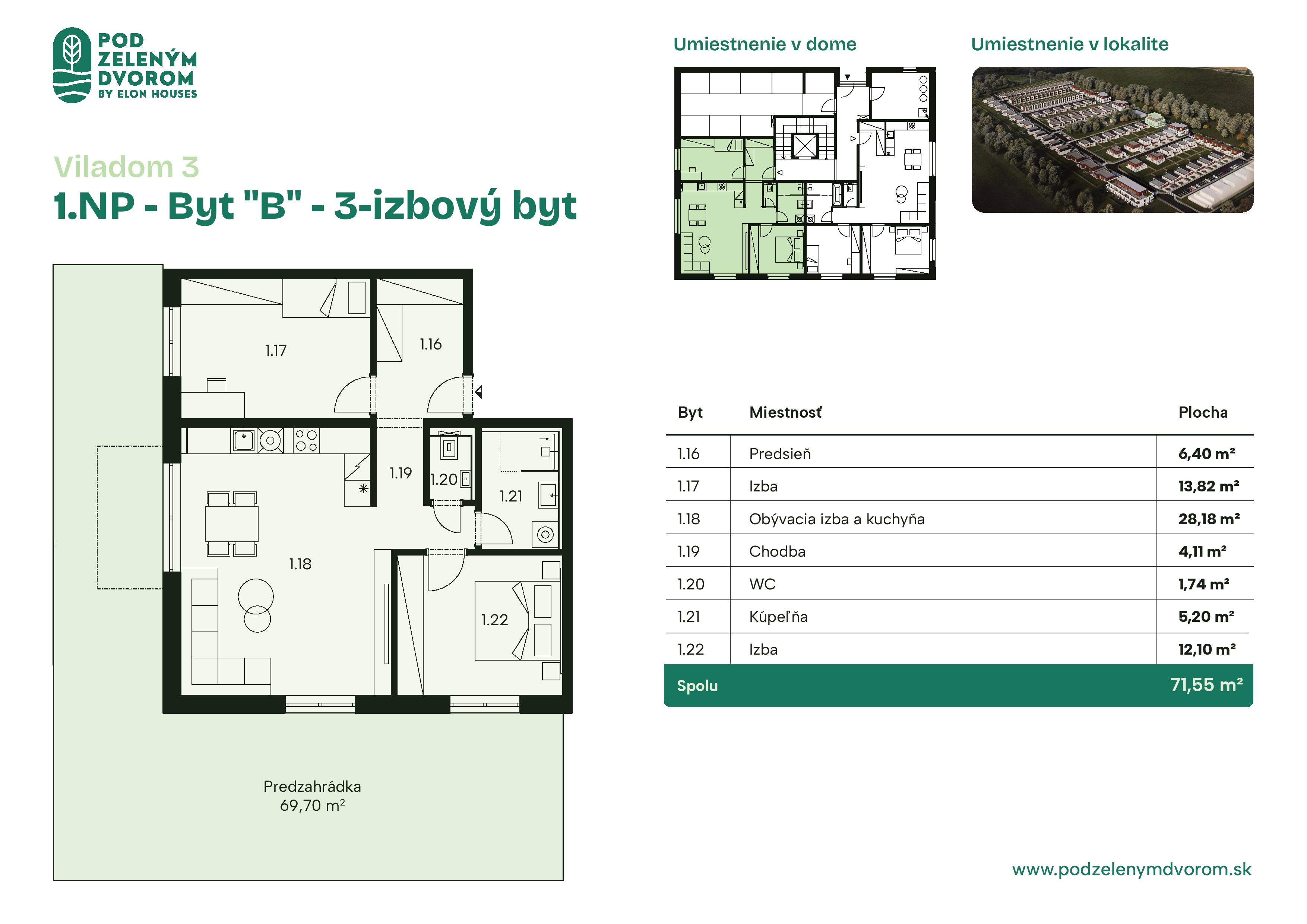 Pod Zeleným Dvorom - 3 – B - Pôdorys
