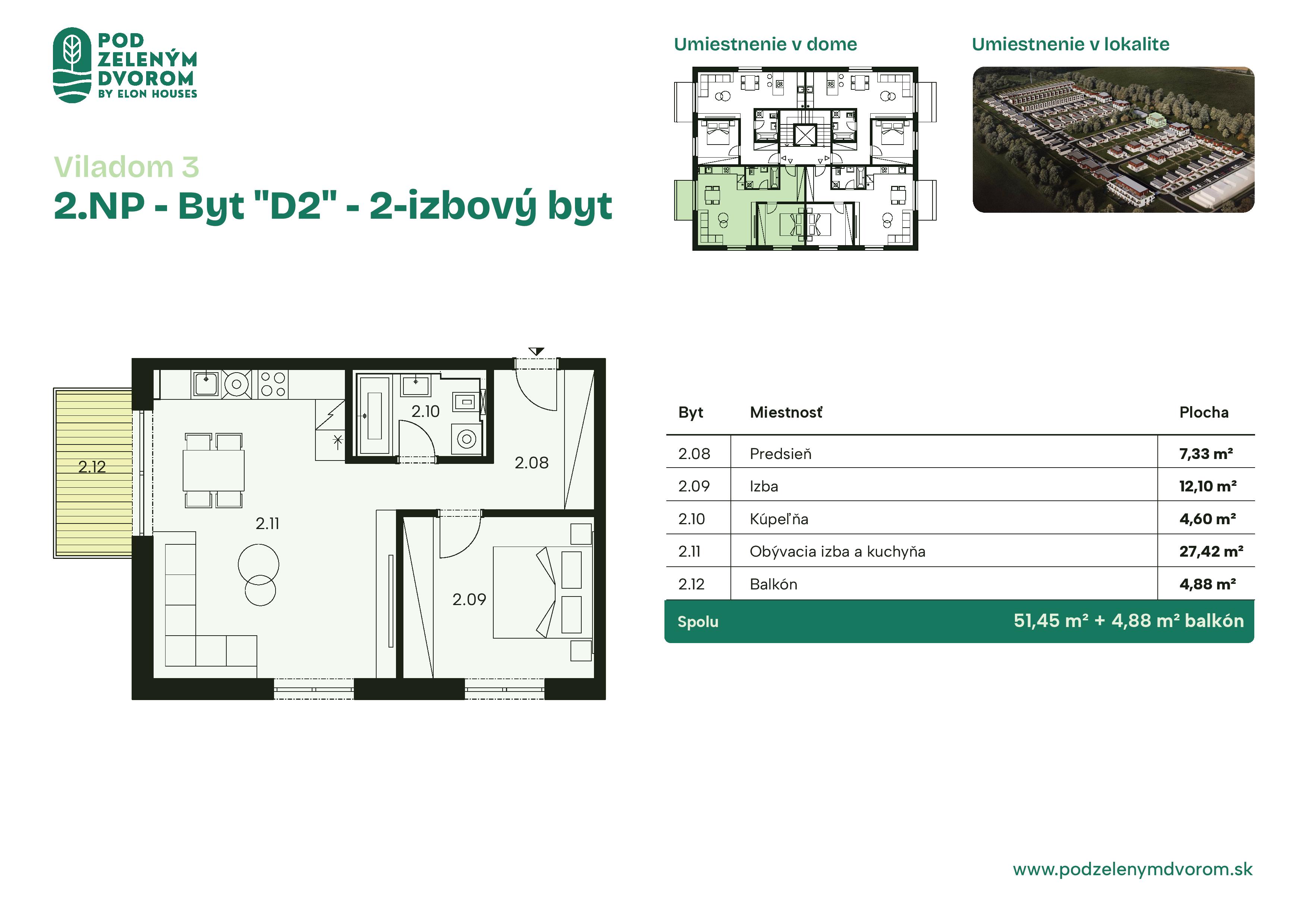 Pod Zeleným Dvorom - 3 – D2 - Pôdorys