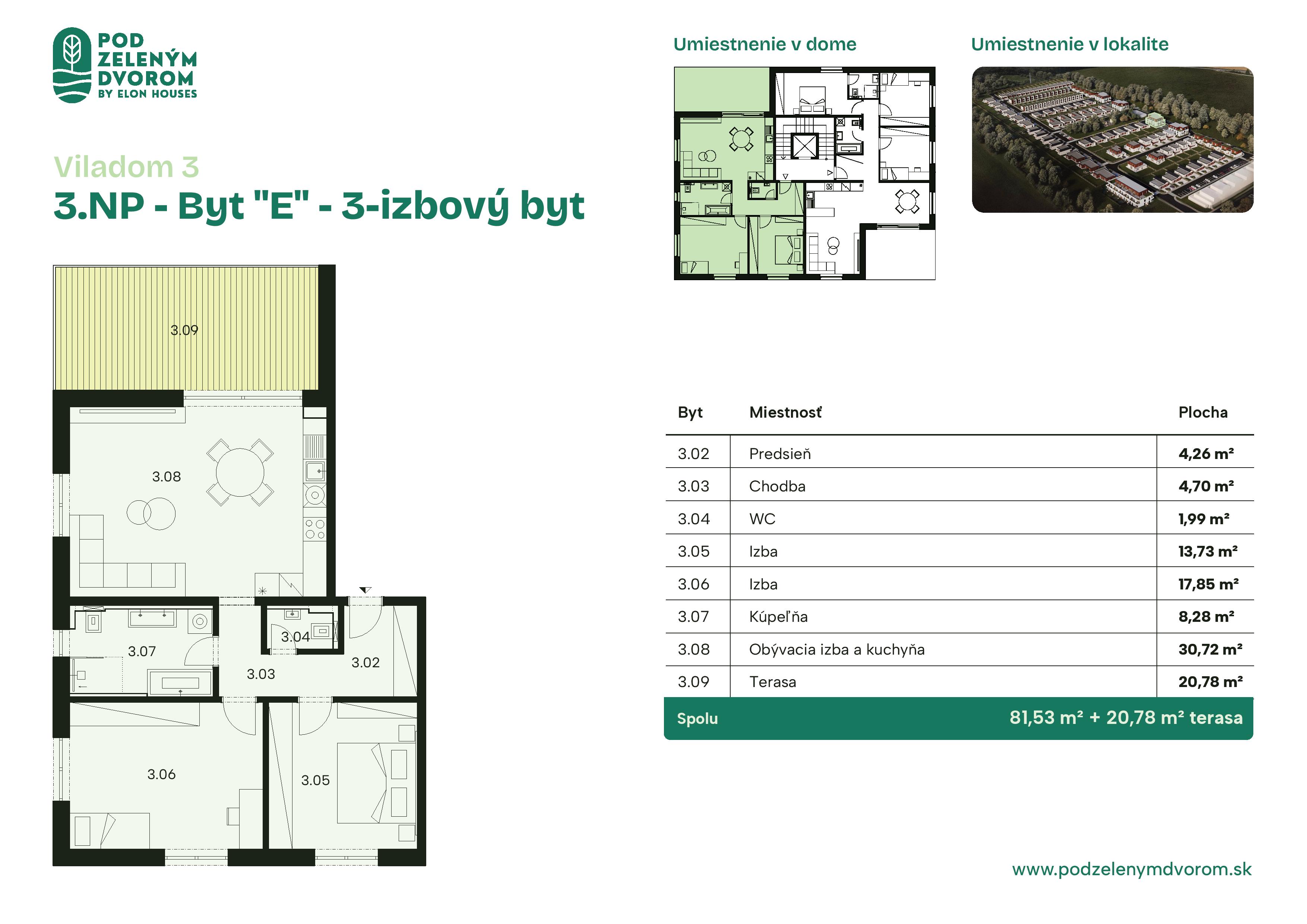 Pod Zeleným Dvorom - 3 – E - Pôdorys