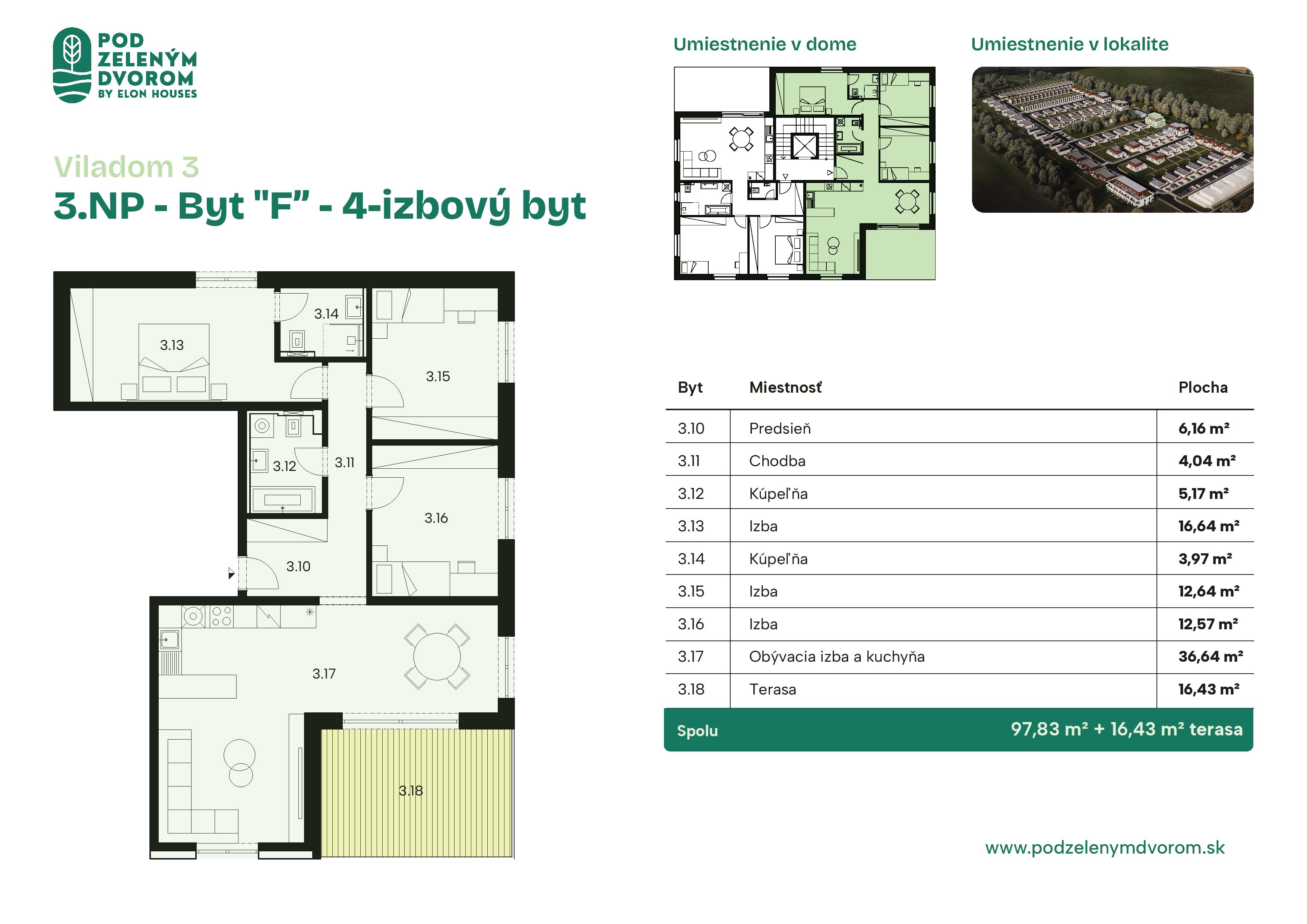 Pod Zeleným Dvorom - 3 – F - Pôdorys