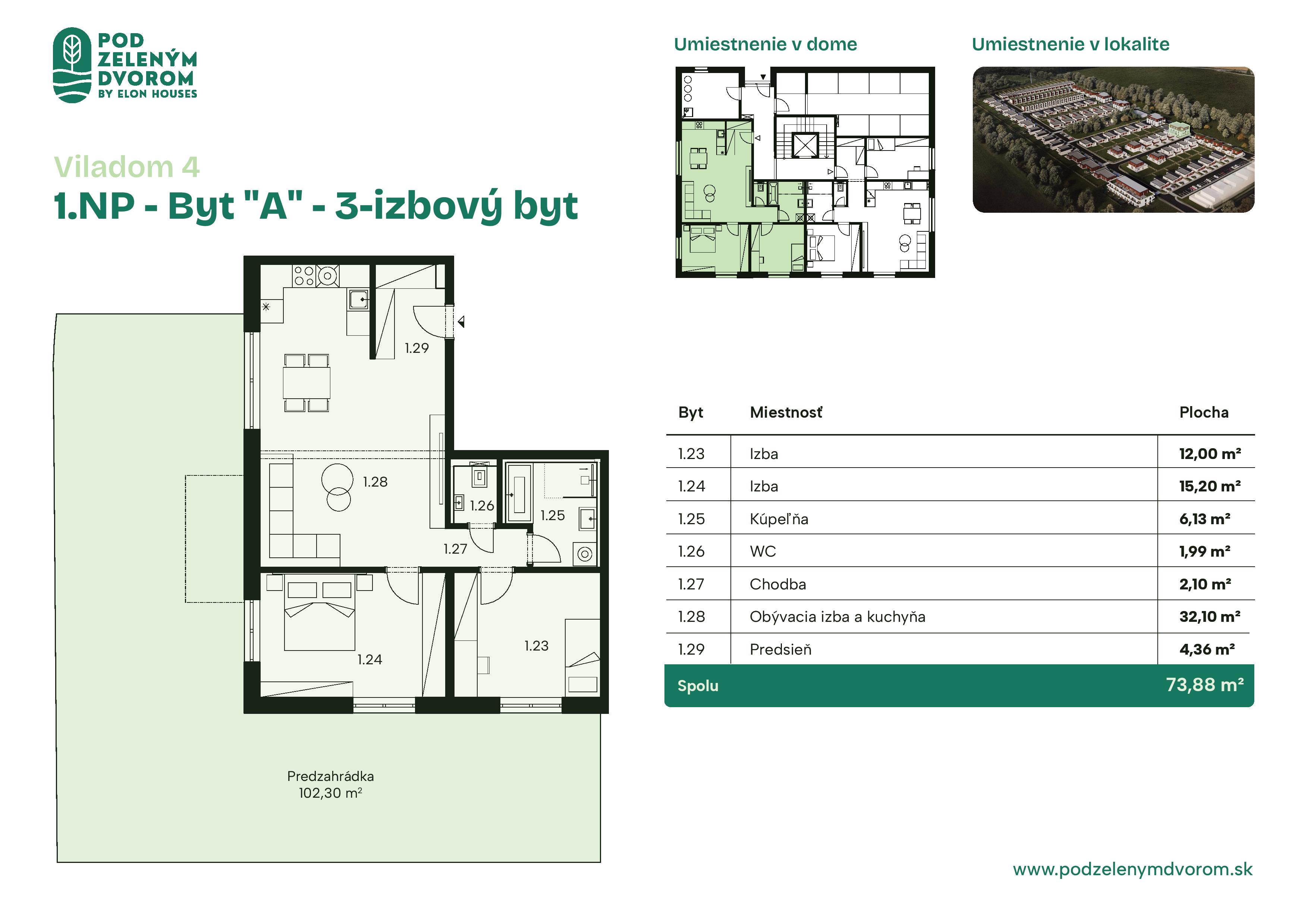 Pod Zeleným Dvorom - 4 – A - Pôdorys