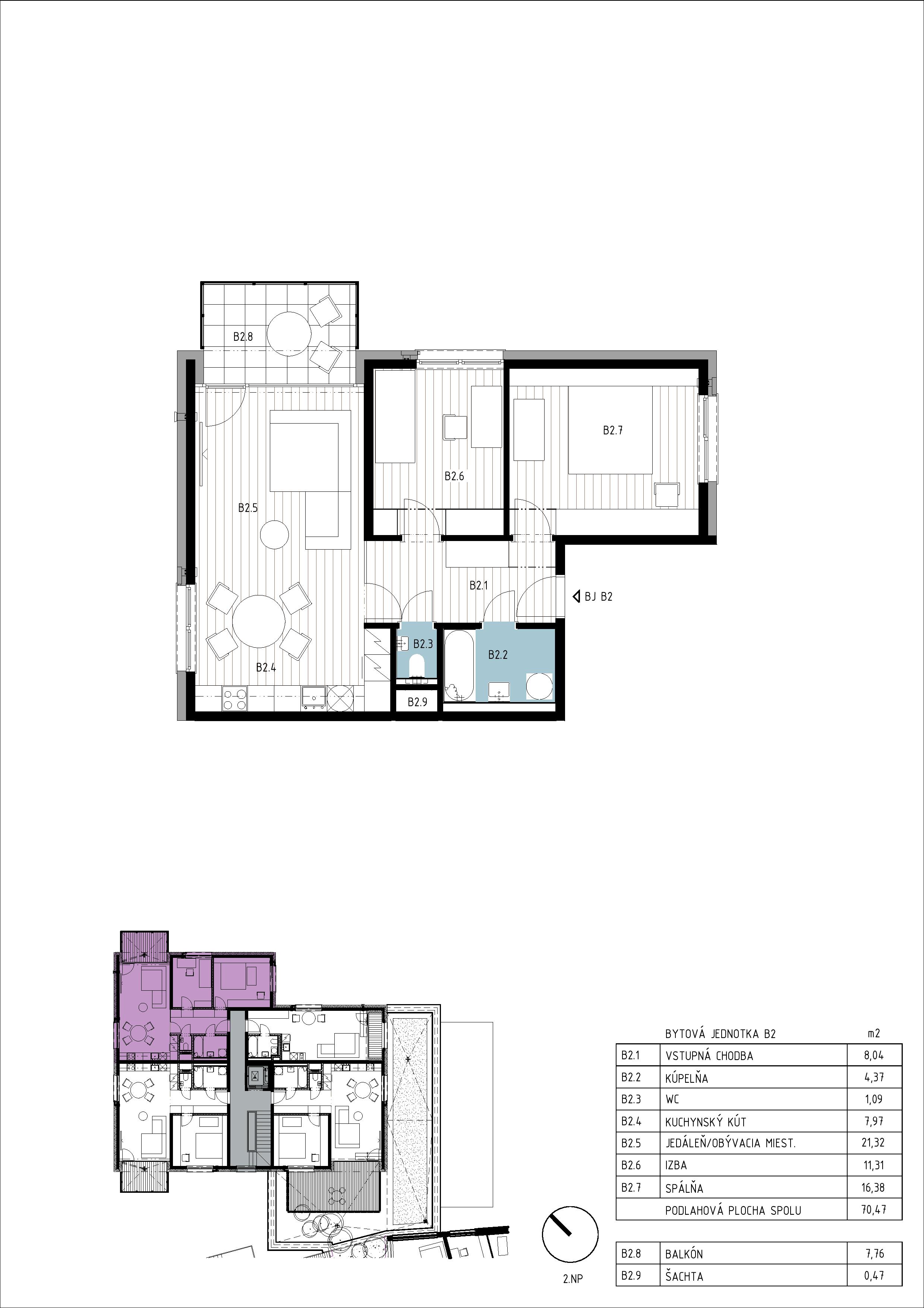 Activity residence - B2 - Pôdorys