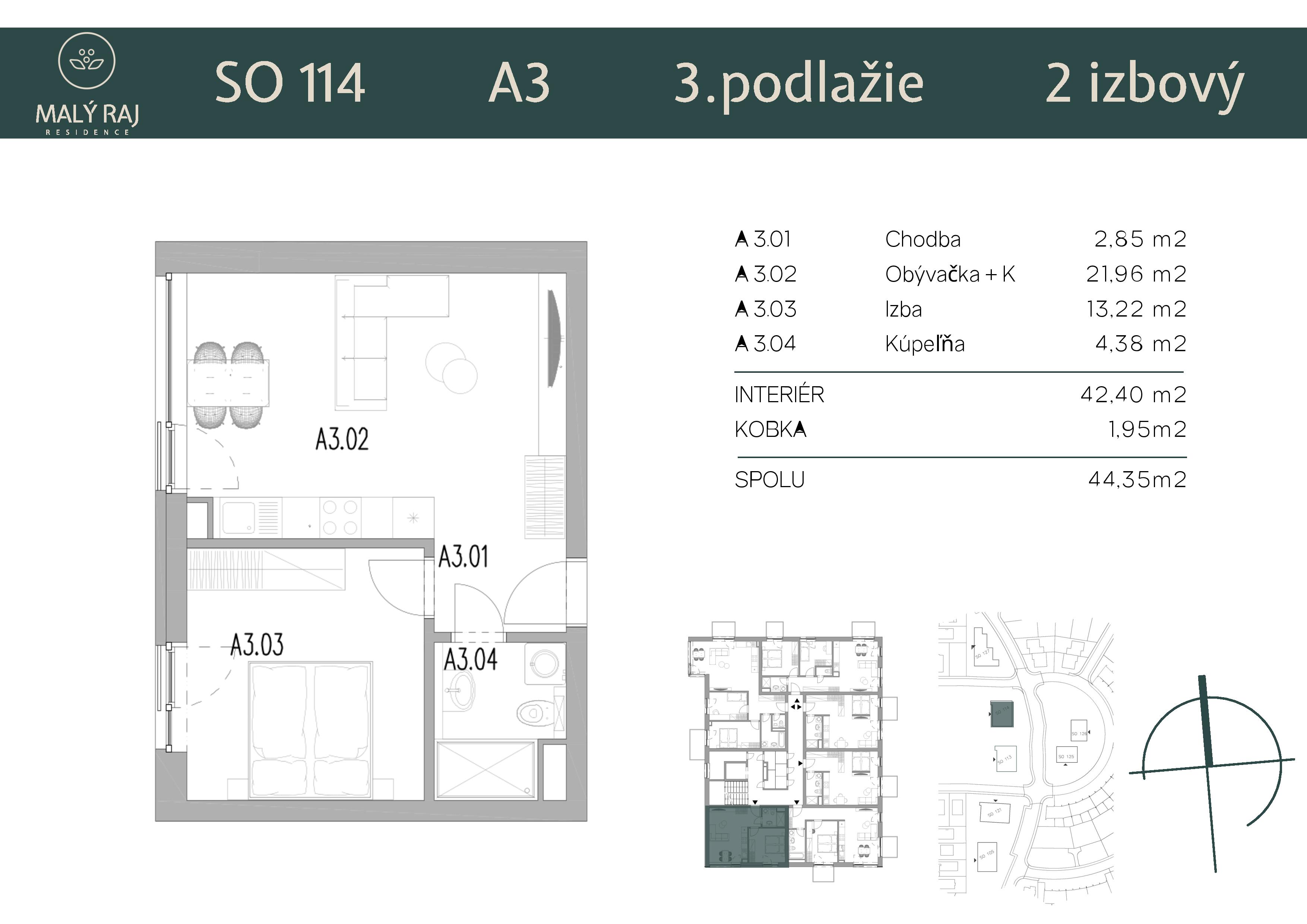 Malý Raj Residence - A3 - Pôdorys