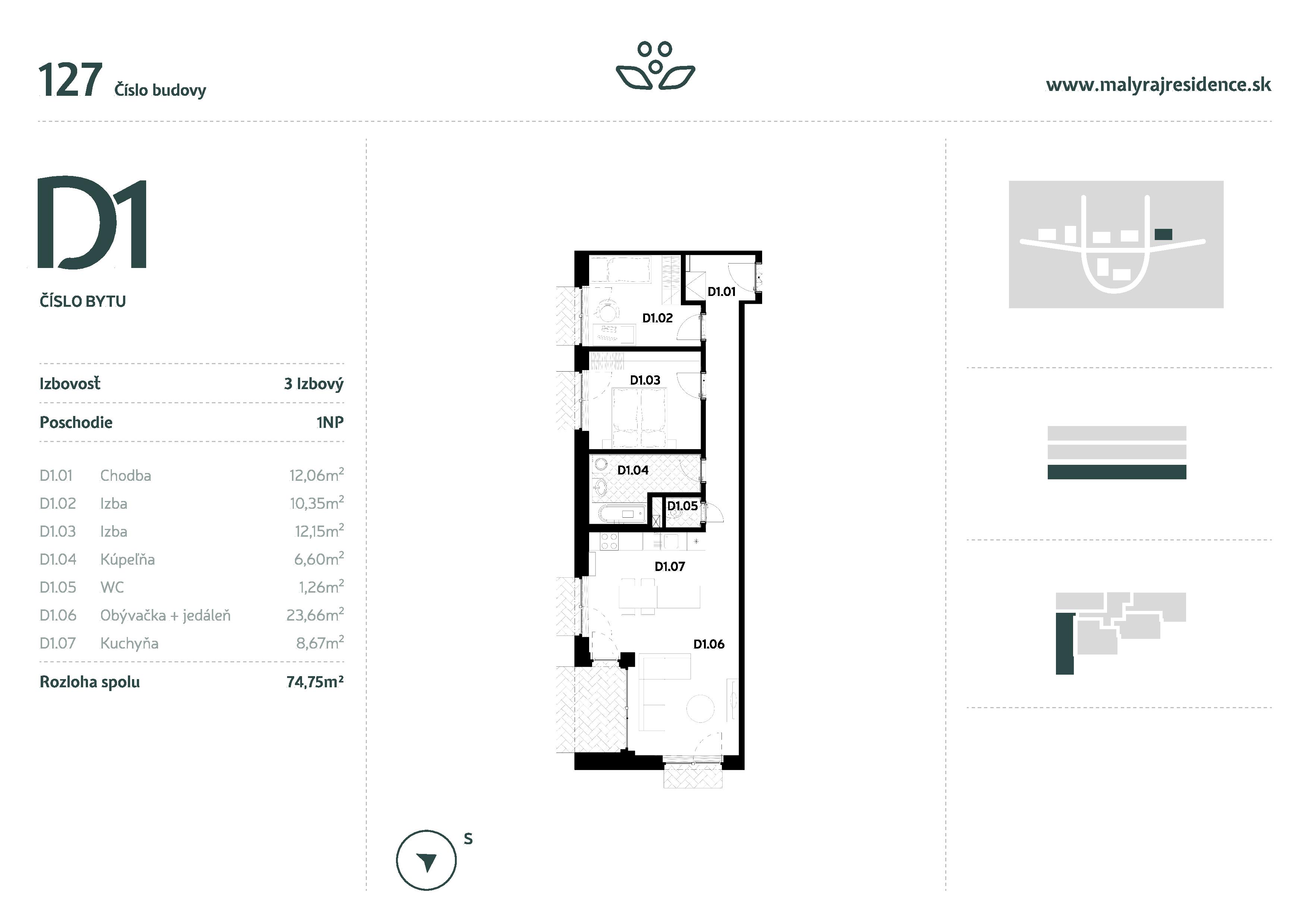 Malý Raj Residence - D1 - Pôdorys