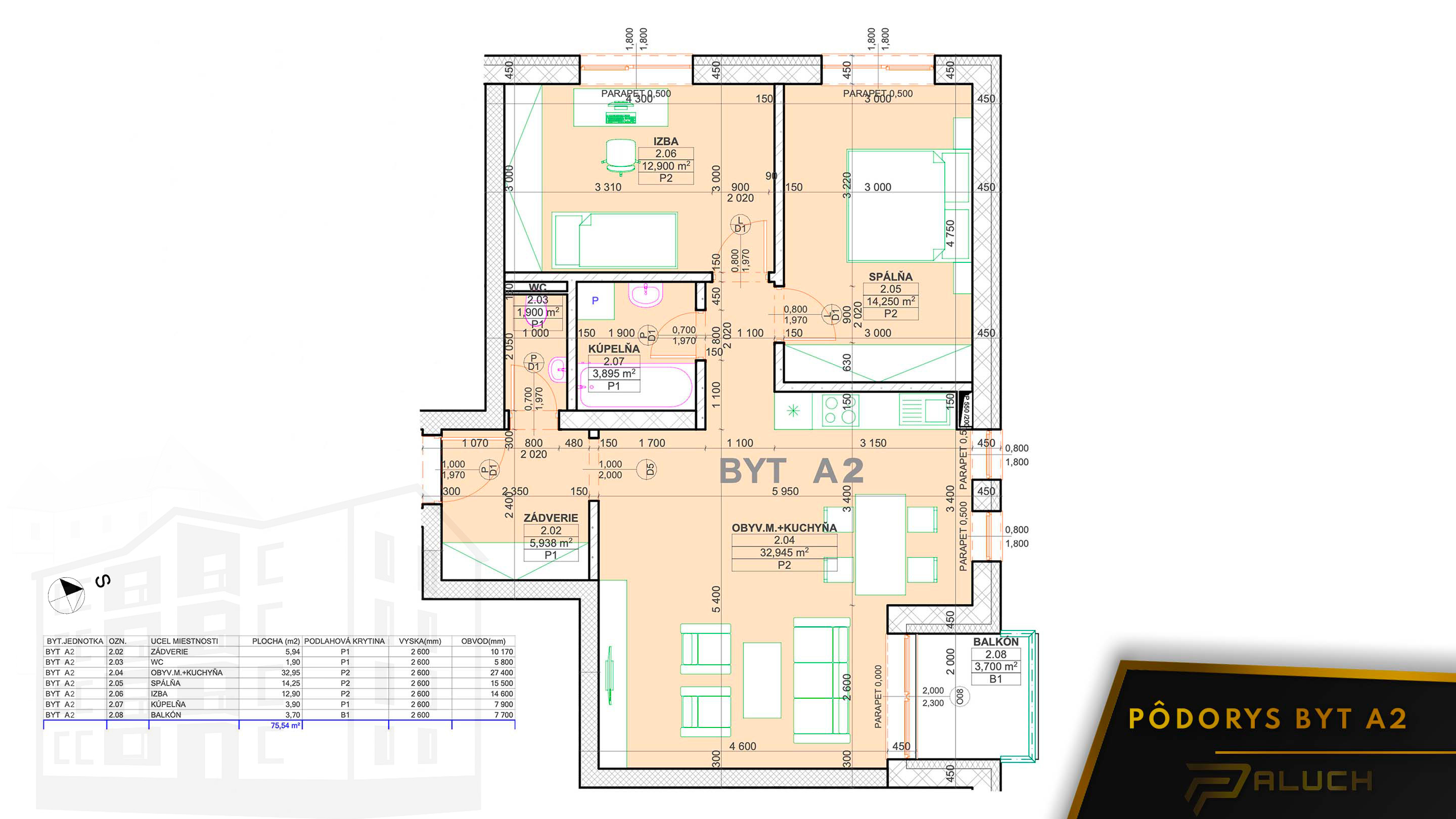 Rezidencia pod Kaštieľom - A2 - Pôdorys