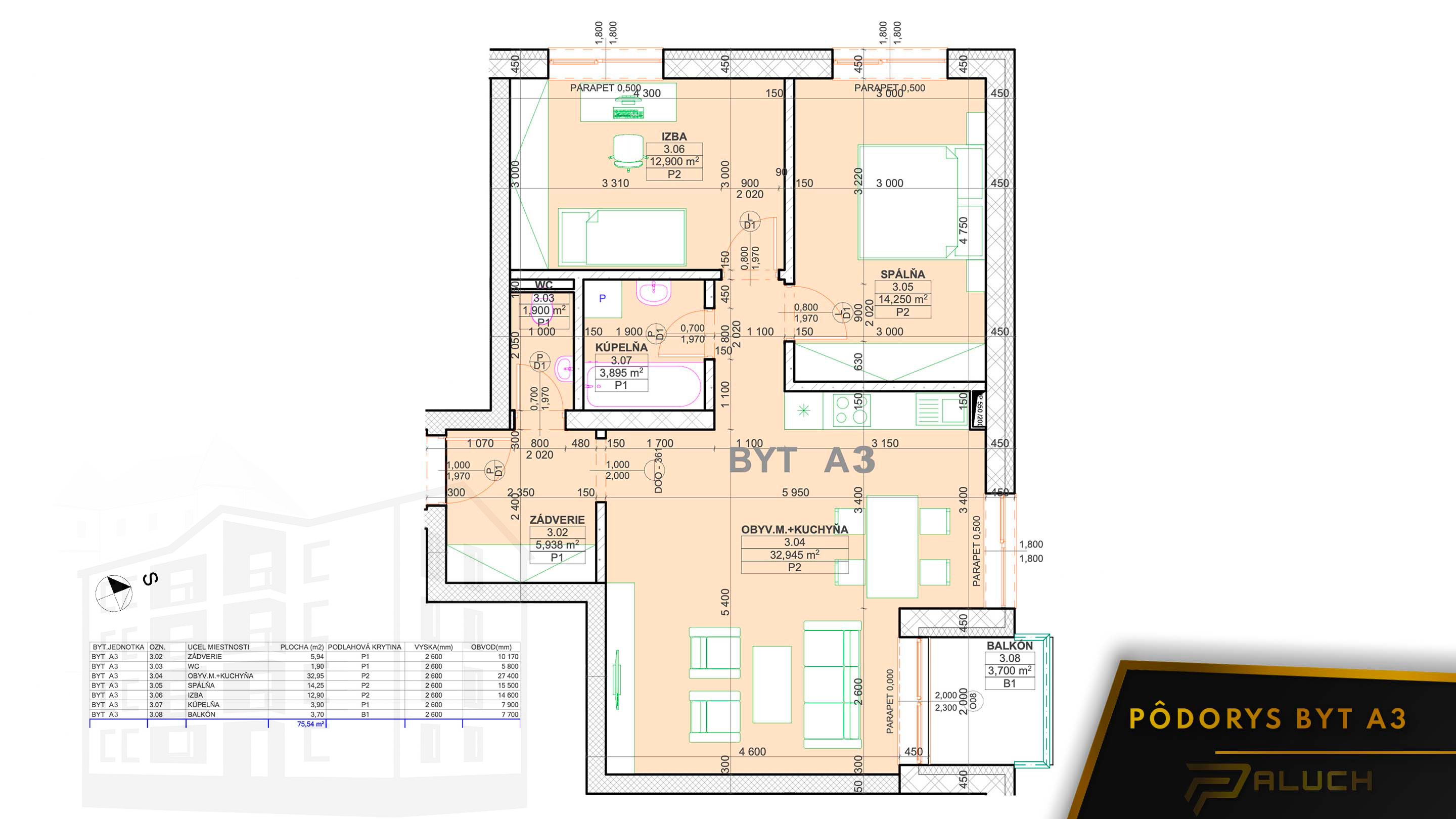 Rezidencia pod Kaštieľom - A3 - Pôdorys