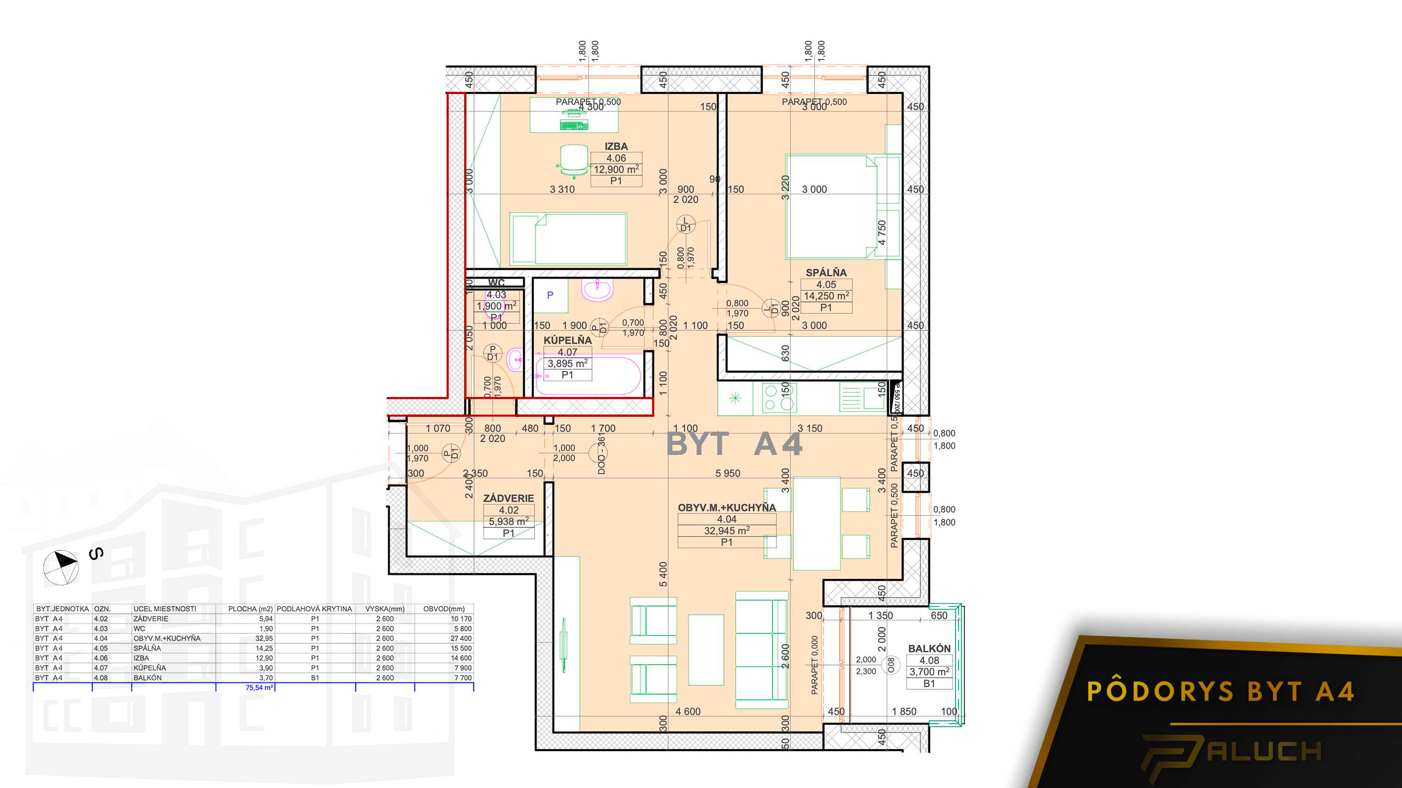 Rezidencia pod Kaštieľom - A4 - Pôdorys