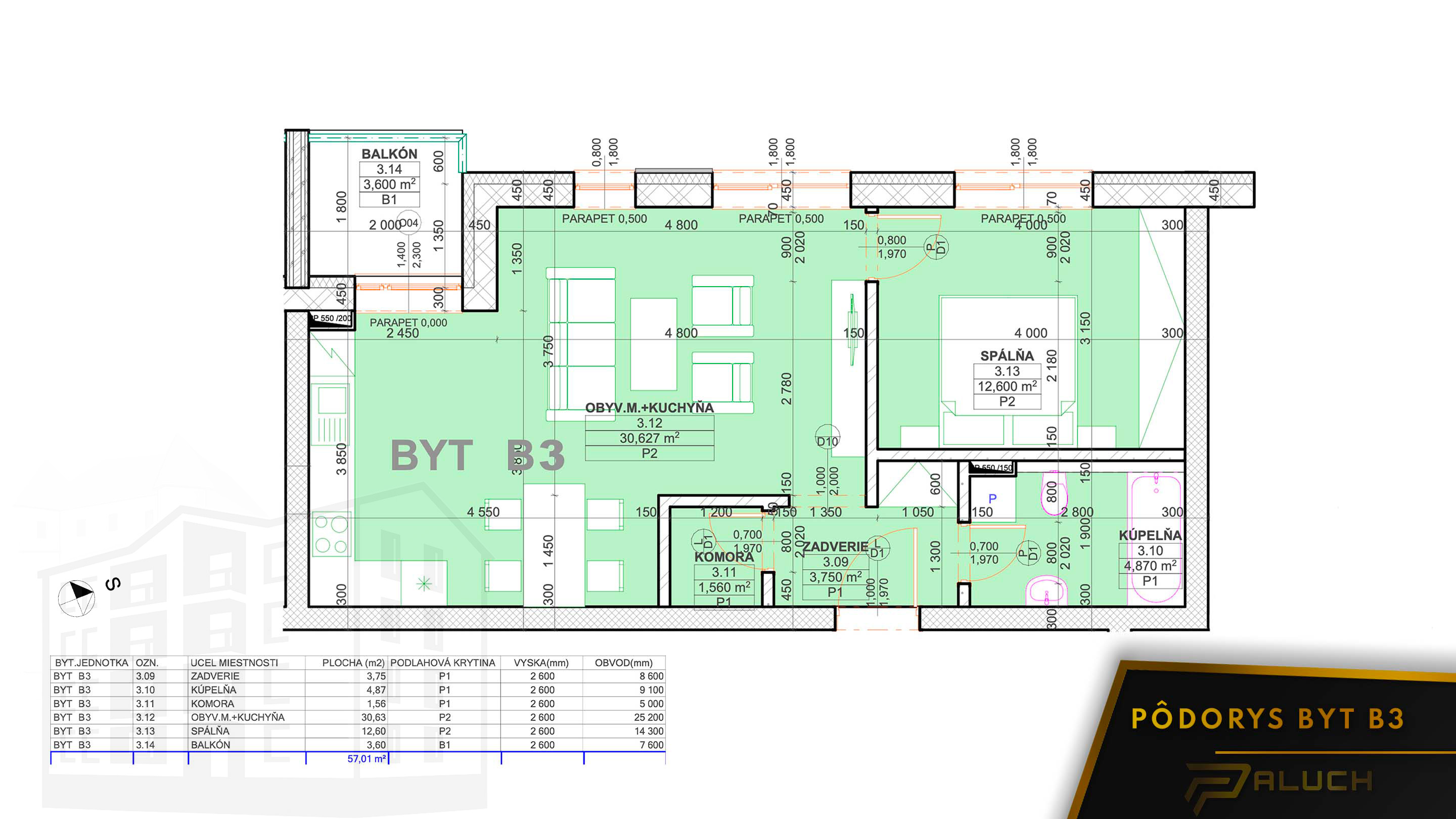 Rezidencia pod Kaštieľom - B3 - Pôdorys